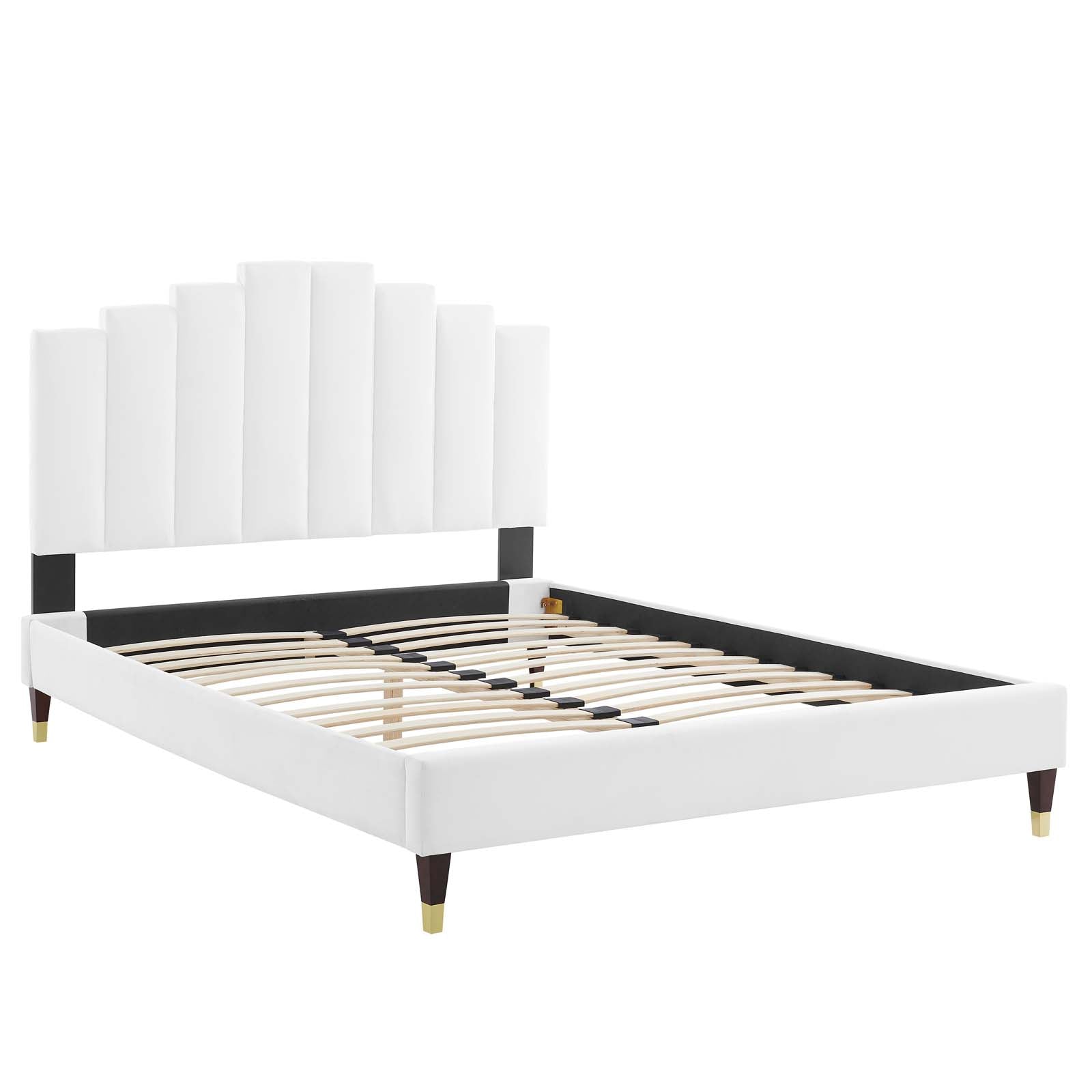 Modway Beds - Elise King Performance Velvet 78.5"W Platform Bed White