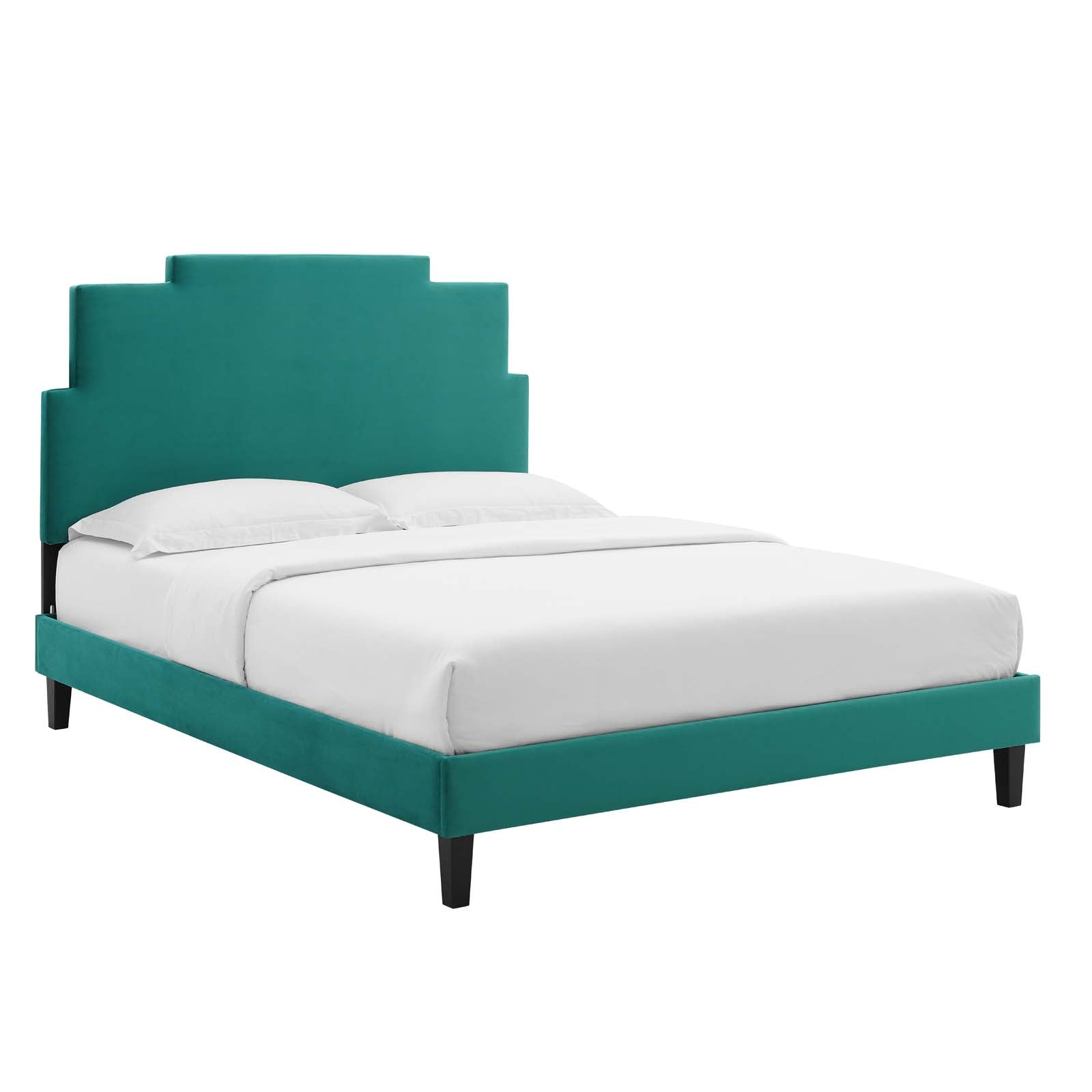 Modway Beds - Lindsey Performance Velvet Twin Platform Bed Teal