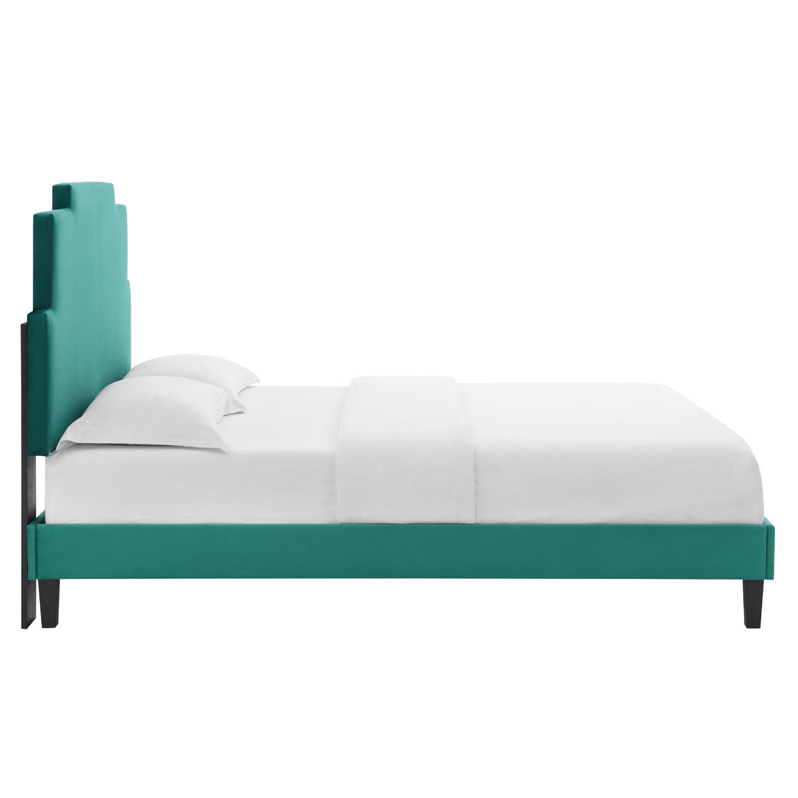 Modway Beds - Lindsey Performance Velvet Twin Platform Bed Teal
