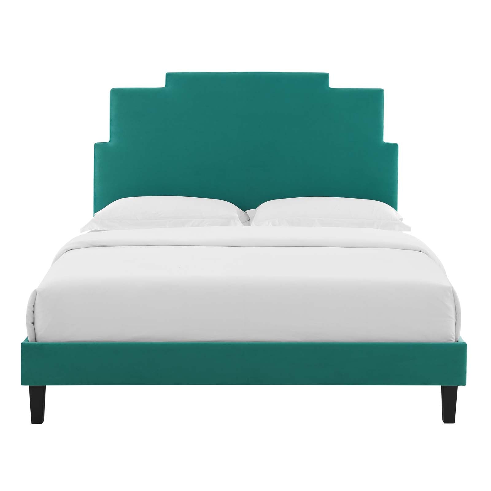 Modway Beds - Lindsey Performance Velvet Twin Platform Bed Teal