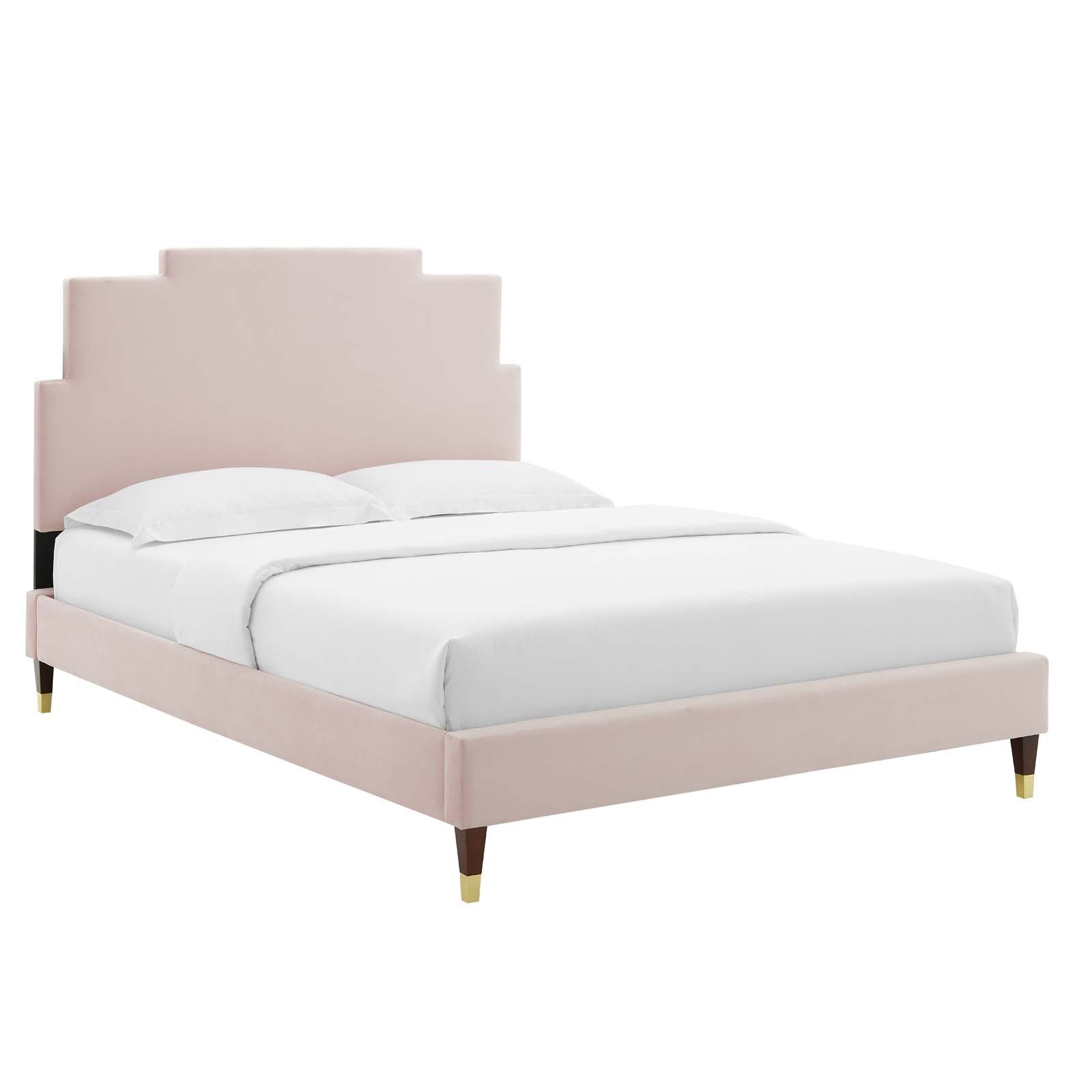 Modway Beds - Lindsey Velvet Full Platform Bed Pink