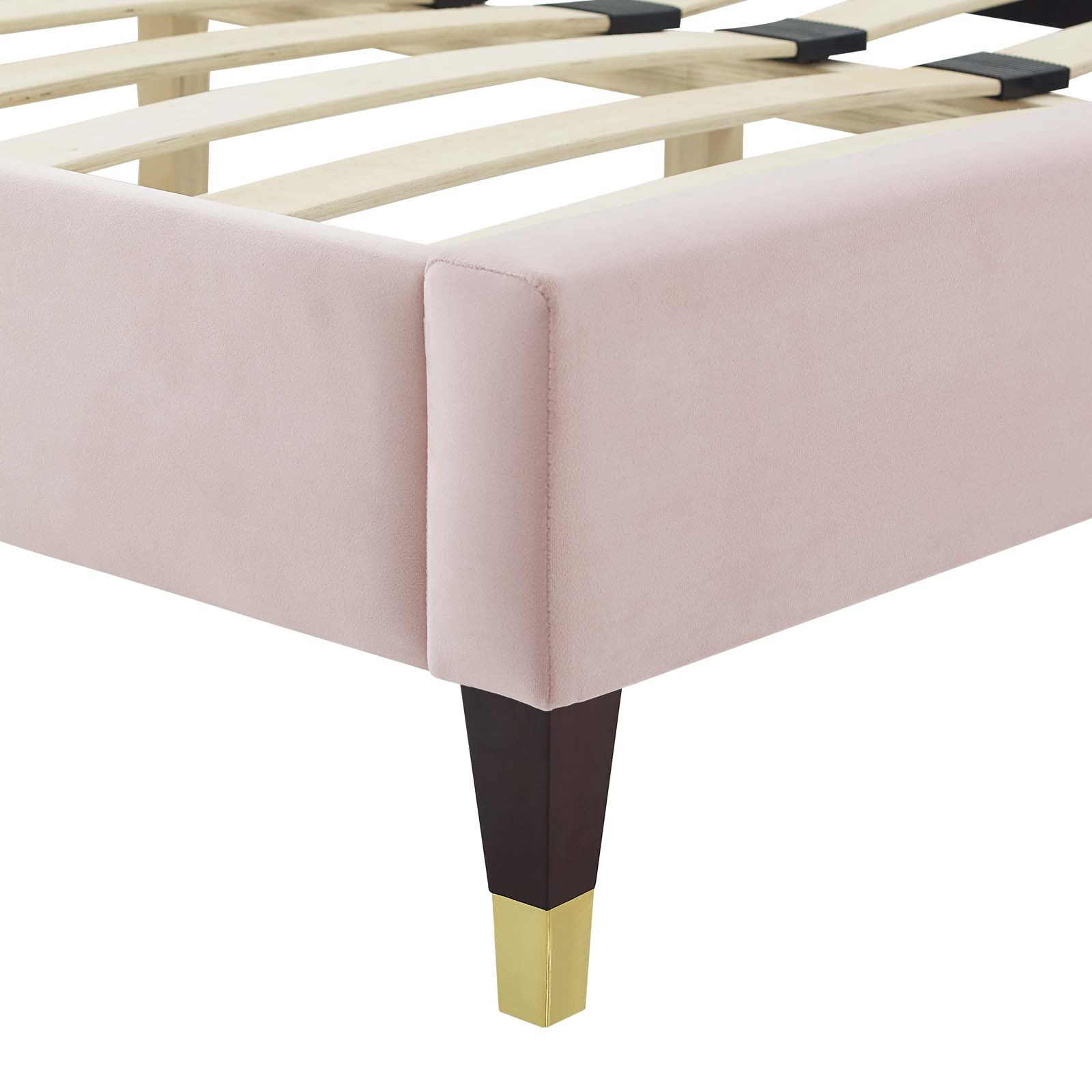 Modway Beds - Lindsey Velvet Full Platform Bed Pink