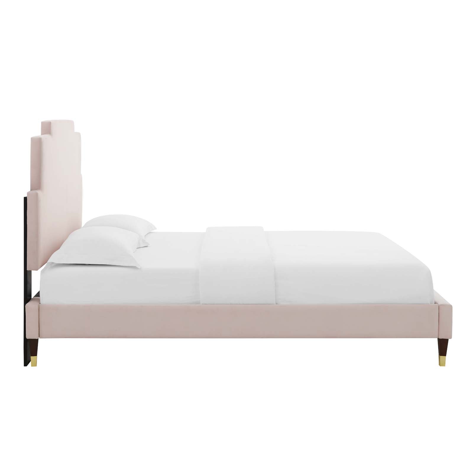 Modway Beds - Lindsey Velvet Full Platform Bed Pink