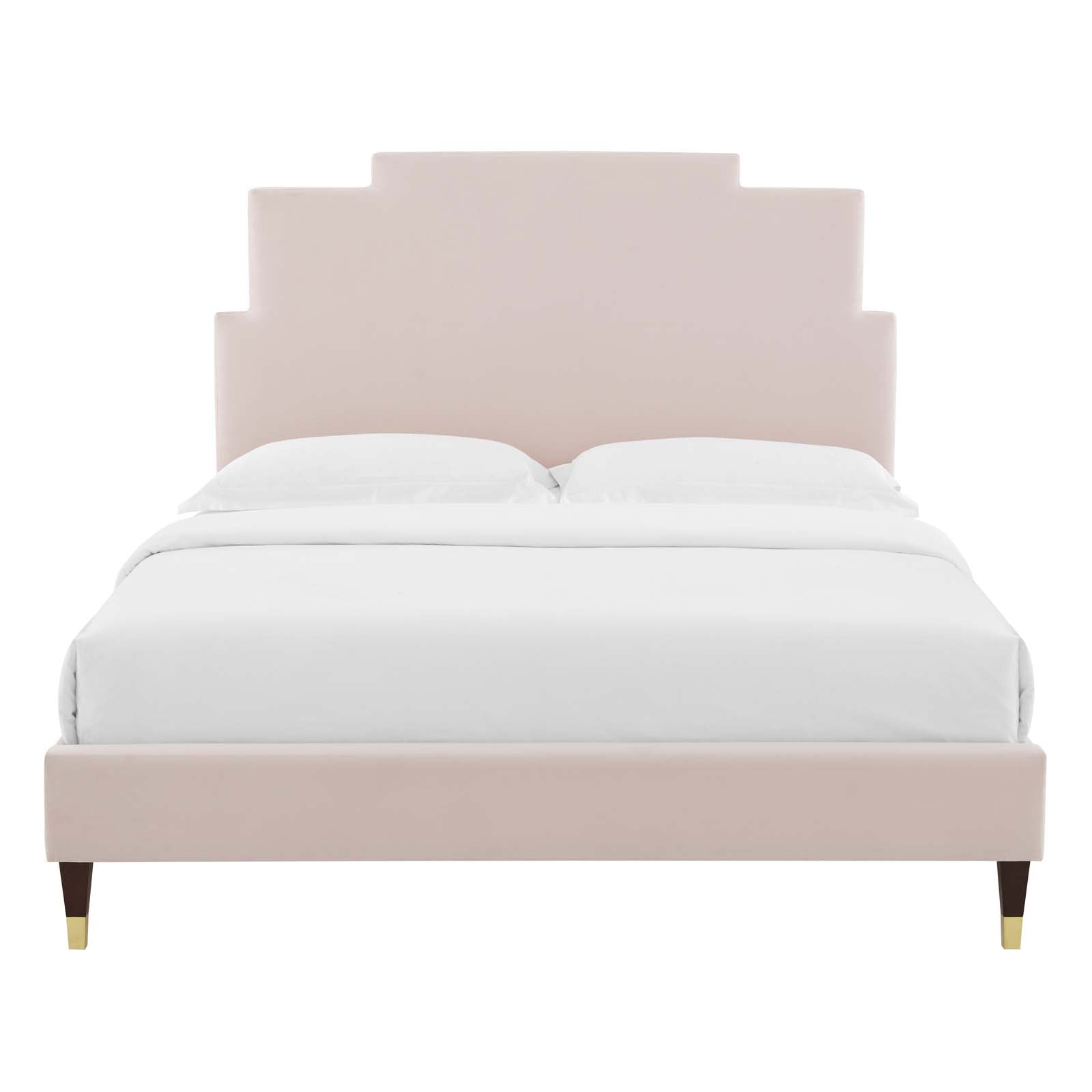Modway Beds - Lindsey Velvet Full Platform Bed Pink