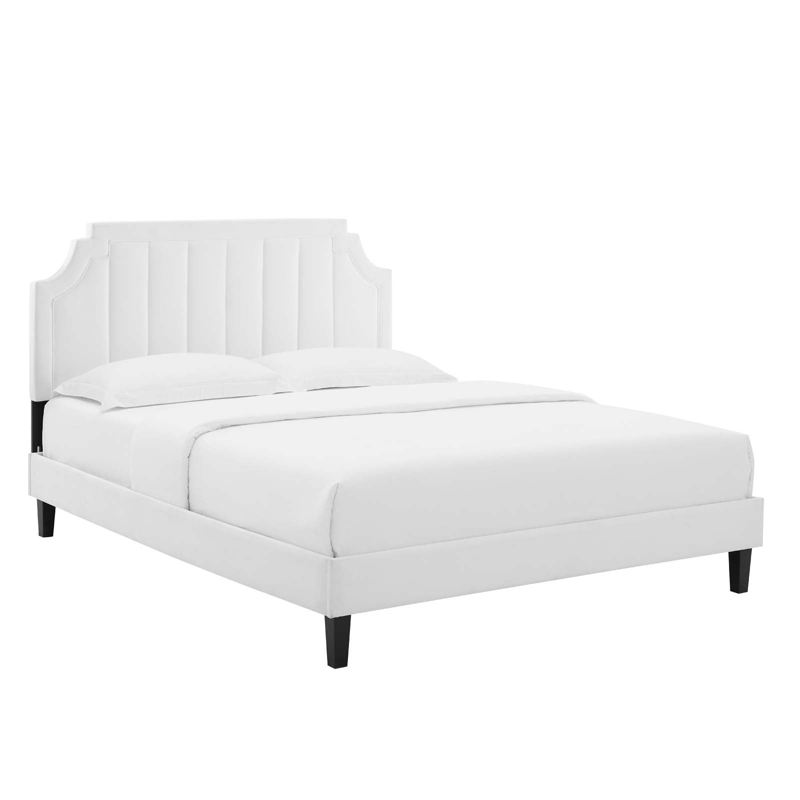 Modway Beds - Sienna-Performance-Velvet-King-Platform-Bed-White