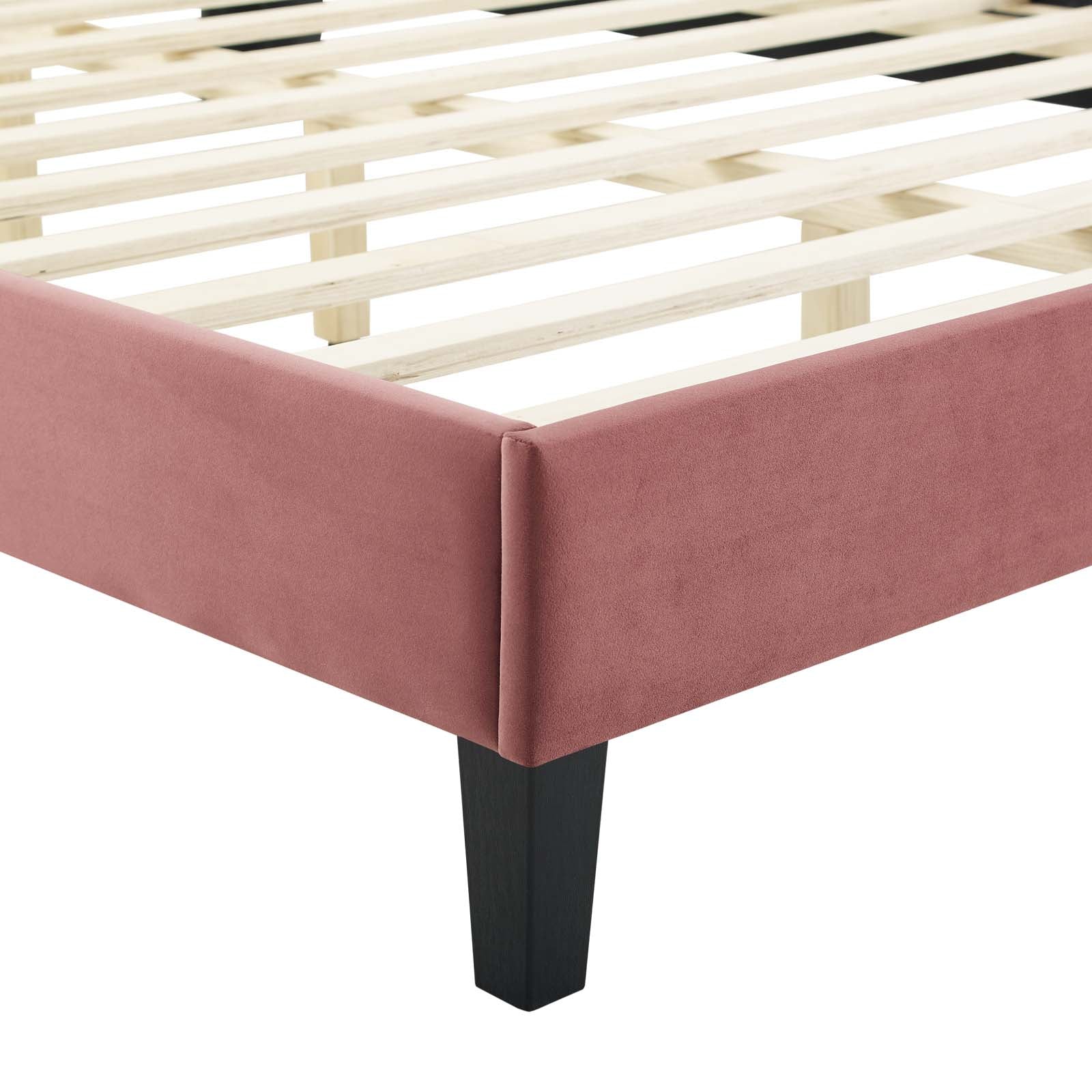 Modway Beds - Phillipa Performance Velvet Full Platform Bed Dusty Rose