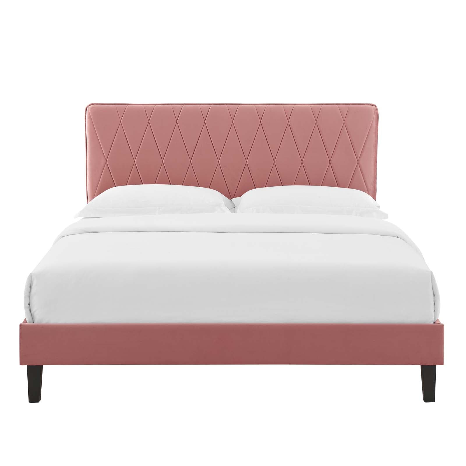 Modway Beds - Phillipa Performance Velvet Full Platform Bed Dusty Rose