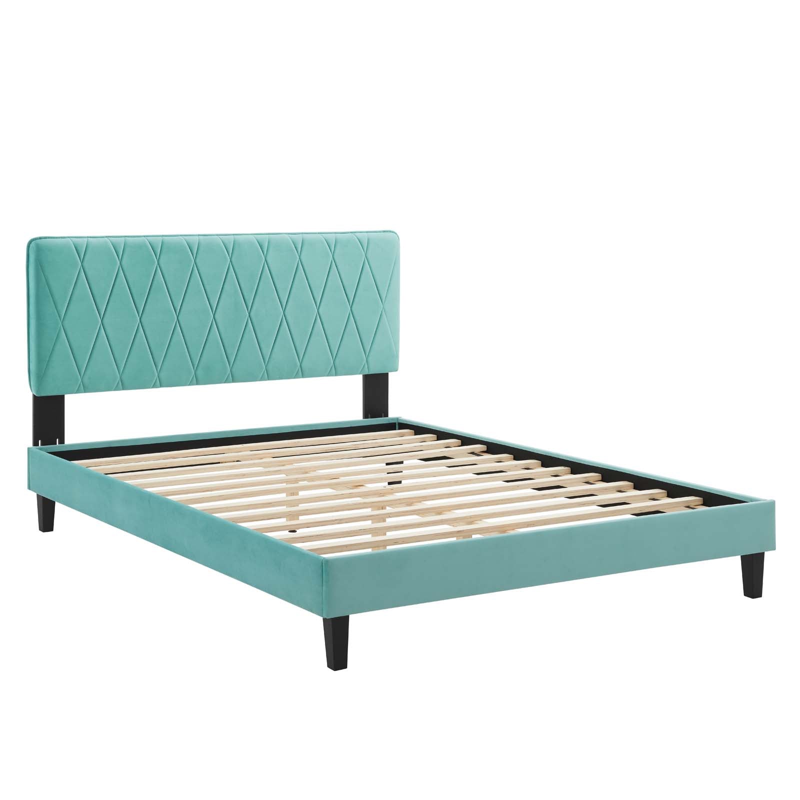 Modway Beds - Phillipa Performance Velvet Full Platform Bed Mint