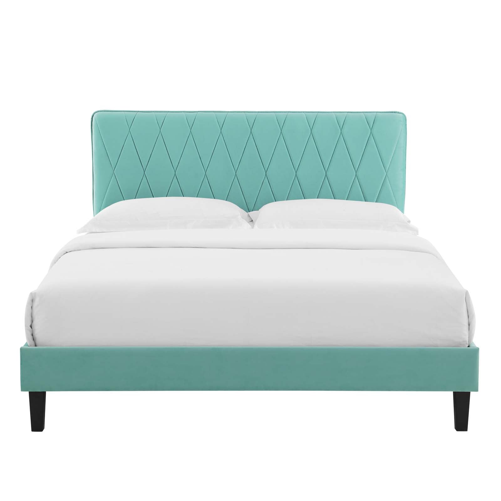 Modway Beds - Phillipa Performance Velvet Full Platform Bed Mint