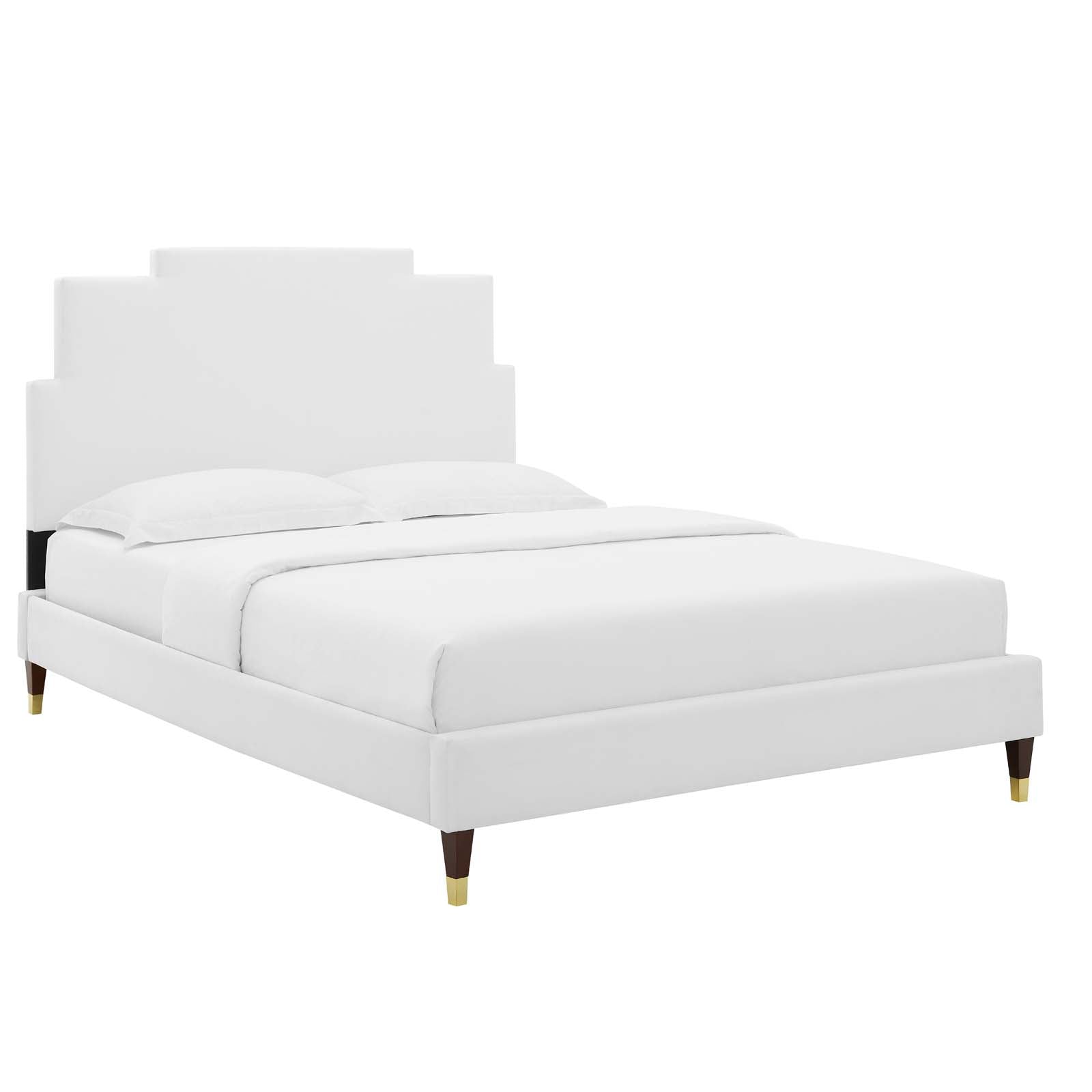 Modway Beds - Lindsey Performance 79"W Velvet King Platform Bed White