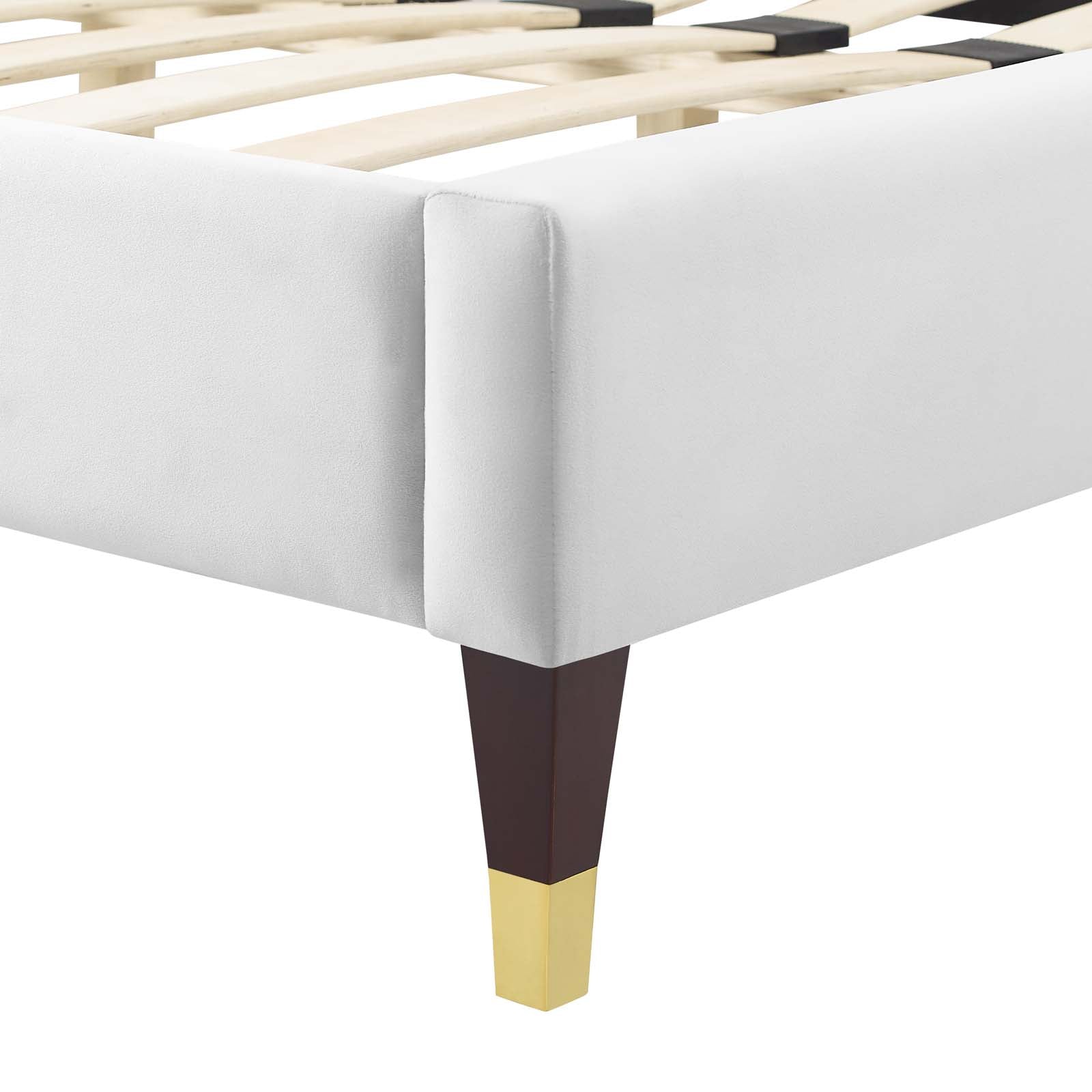 Modway Beds - Lindsey Performance 79"W Velvet King Platform Bed White