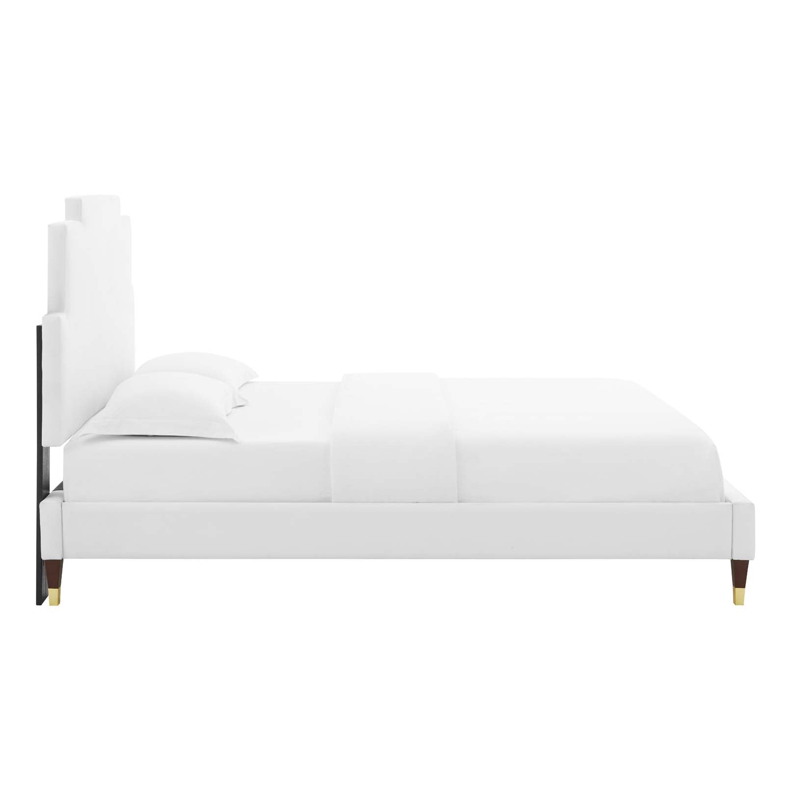 Modway Beds - Lindsey Performance 79"W Velvet King Platform Bed White