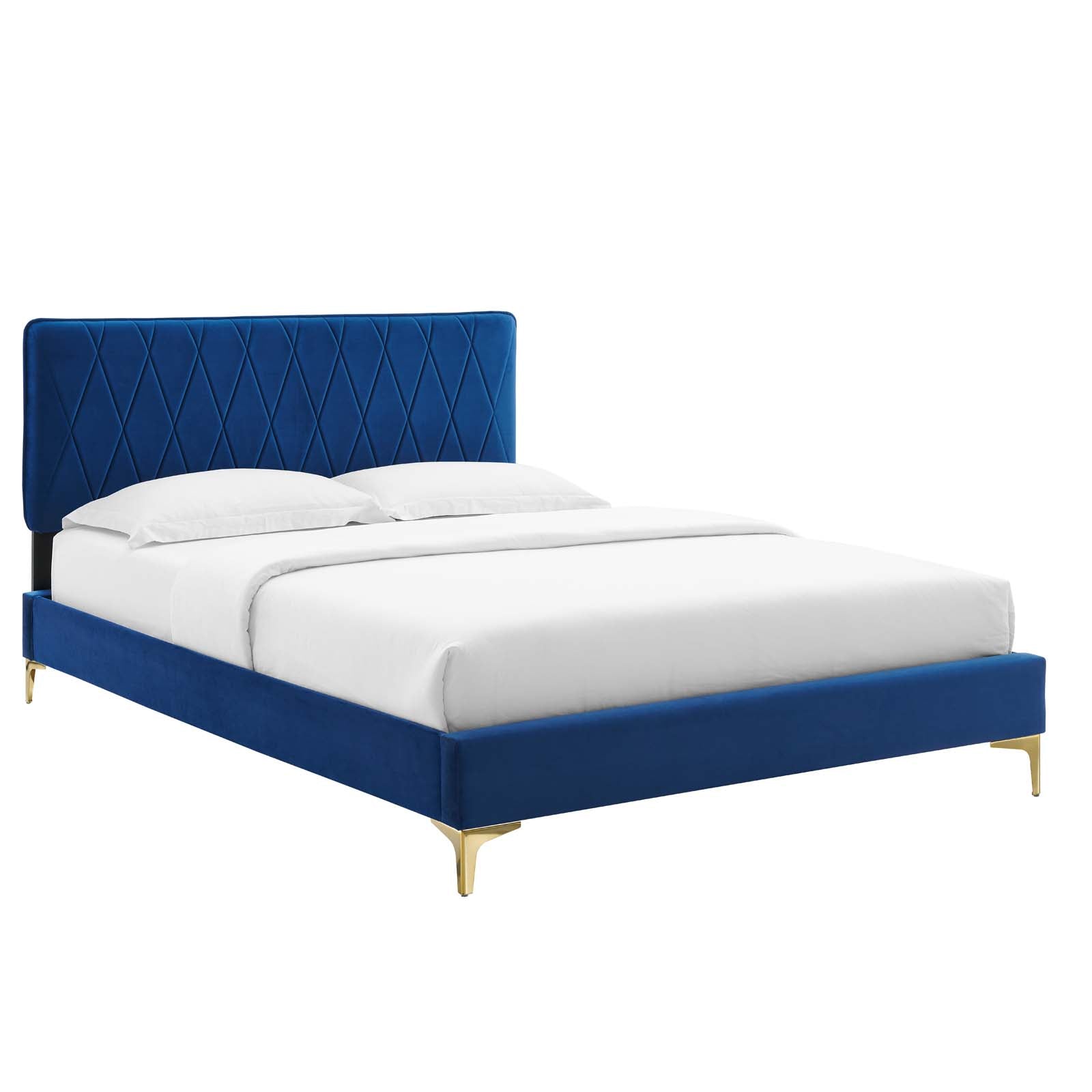Modway Beds - Phillipa Performance Velvet King 79"W Platform Bed Navy