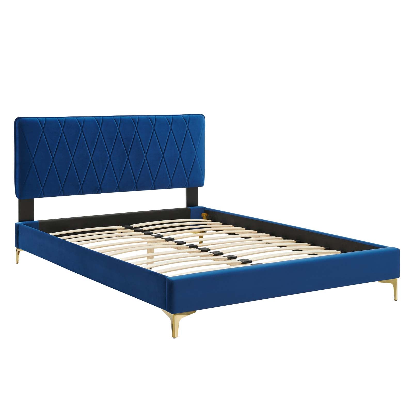 Modway Beds - Phillipa Performance Velvet King 79"W Platform Bed Navy