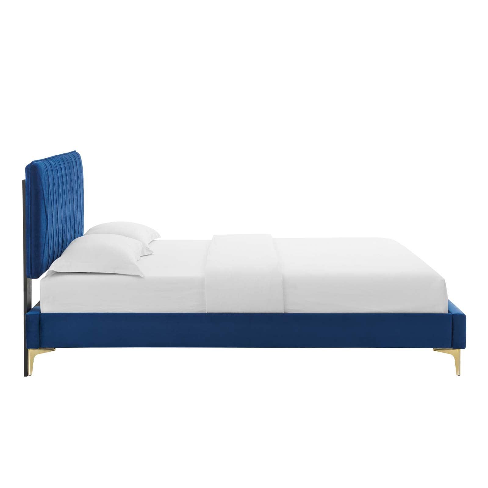 Modway Beds - Phillipa Performance Velvet King 79"W Platform Bed Navy