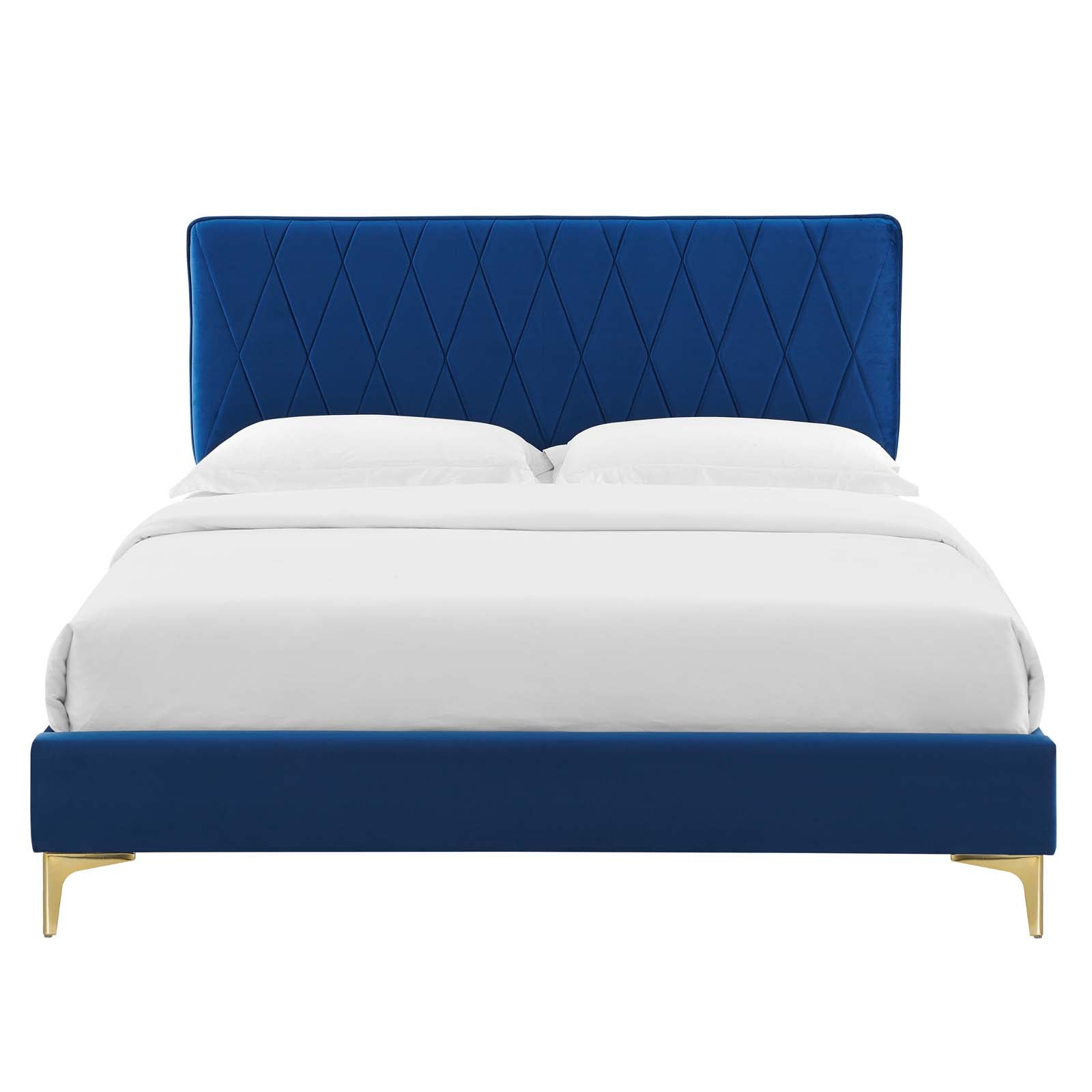 Modway Beds - Phillipa Performance Velvet King 79"W Platform Bed Navy