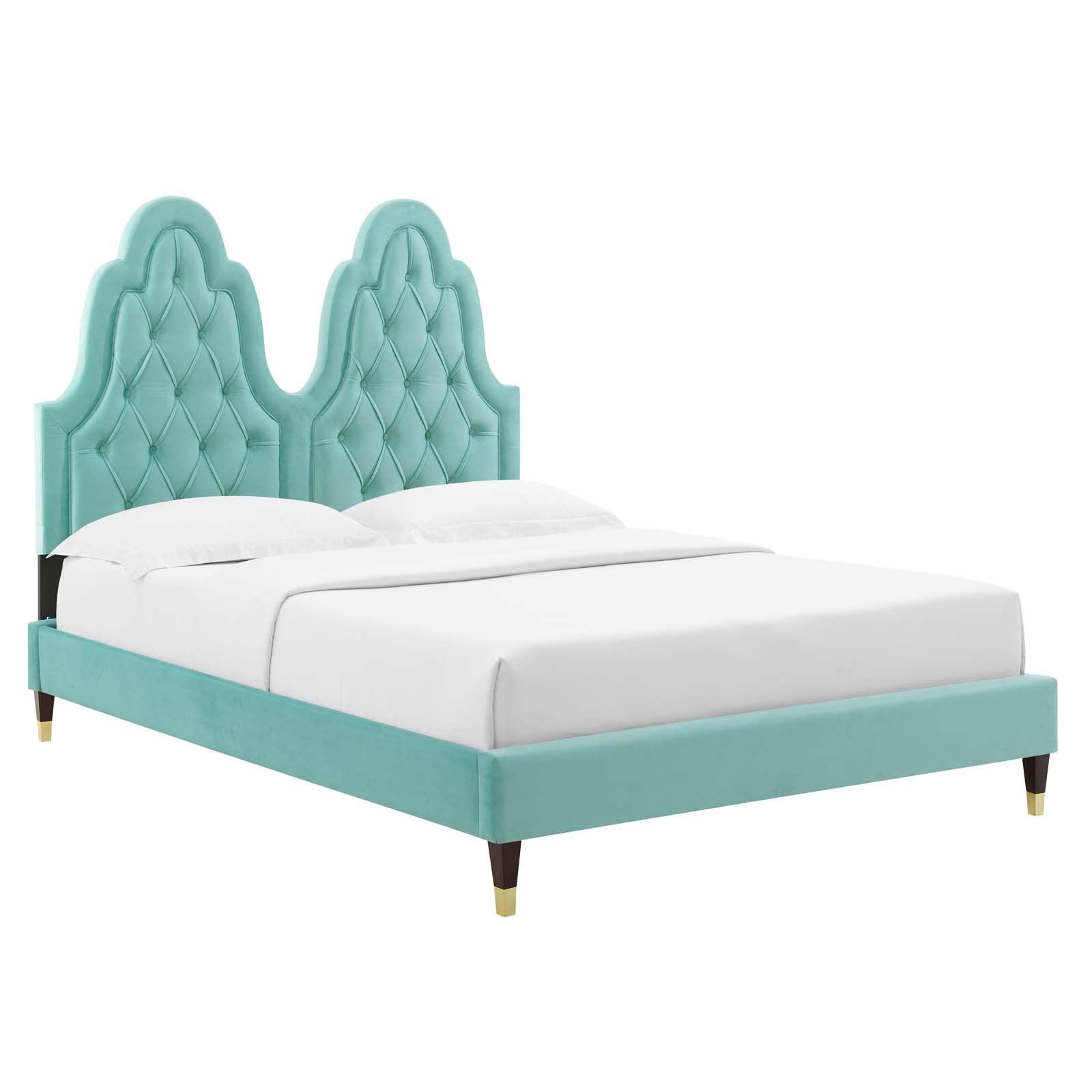 Modway Beds - Alexandria Velvet Full Platform Bed Mint