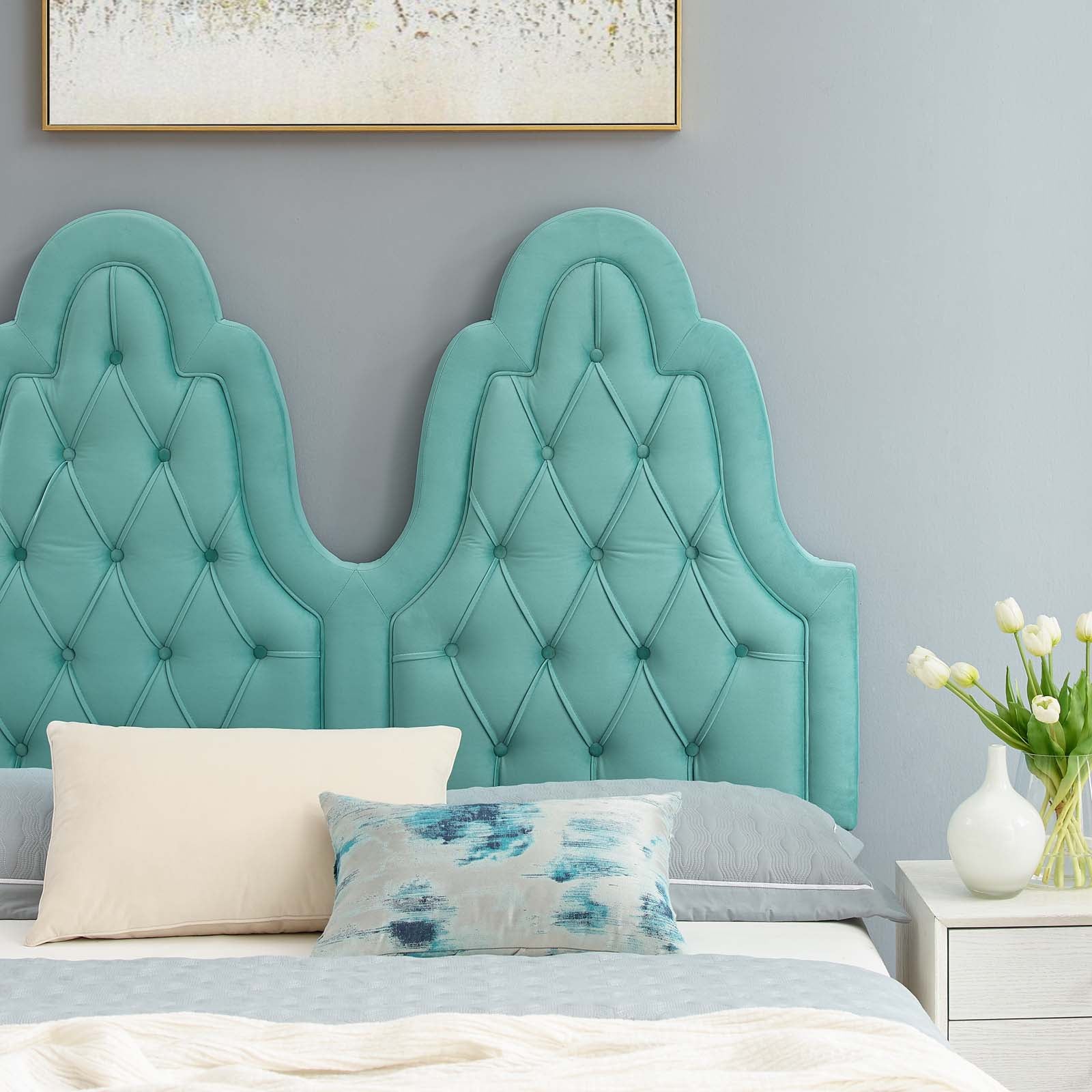 Modway Beds - Alexandria Velvet Full Platform Bed Mint