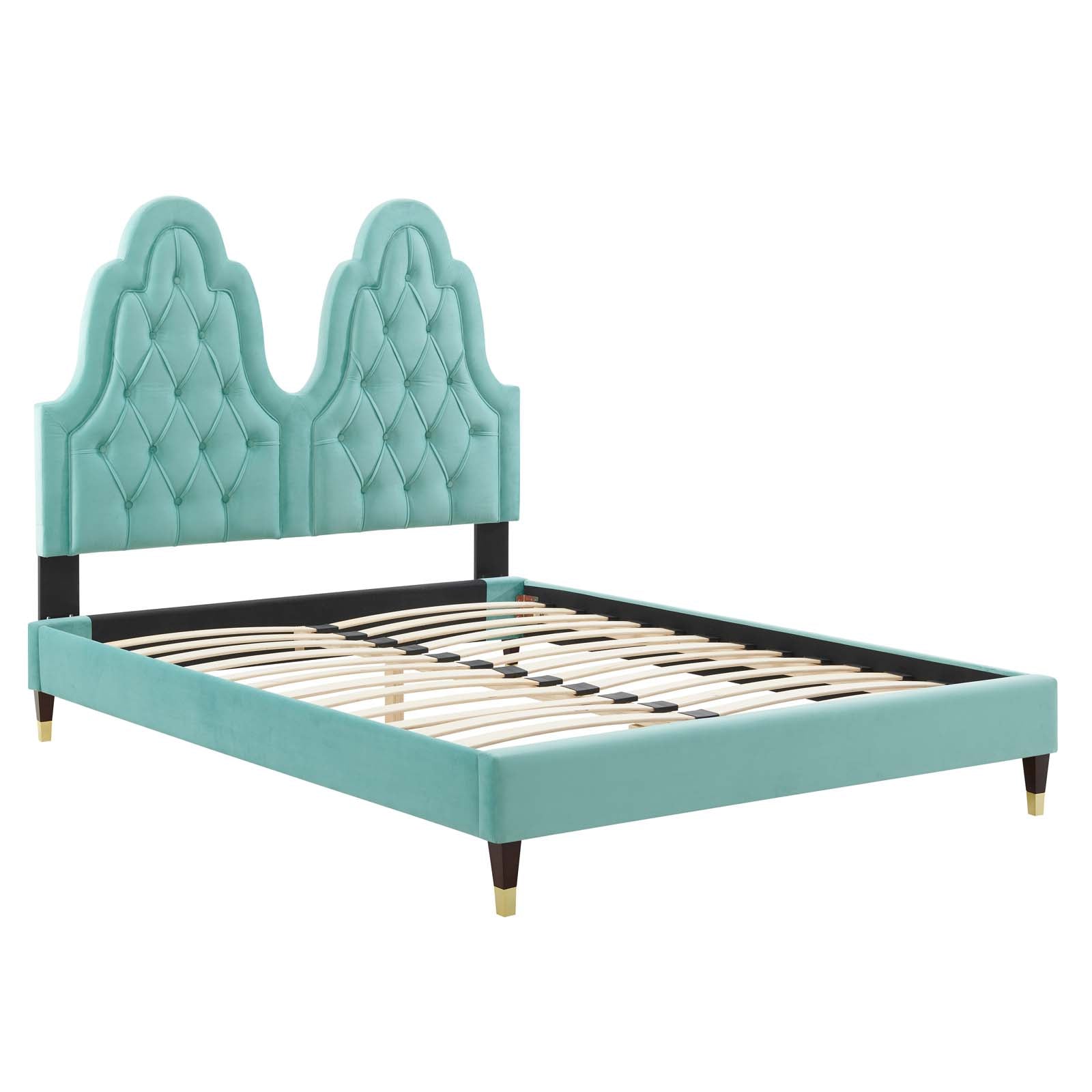 Modway Beds - Alexandria Velvet Full Platform Bed Mint