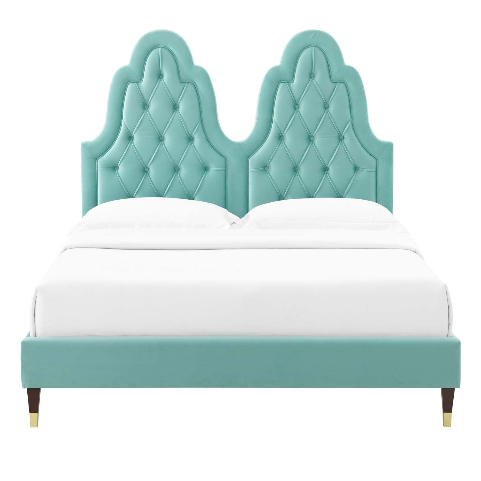 Modway Beds - Alexandria Velvet Full Platform Bed Mint