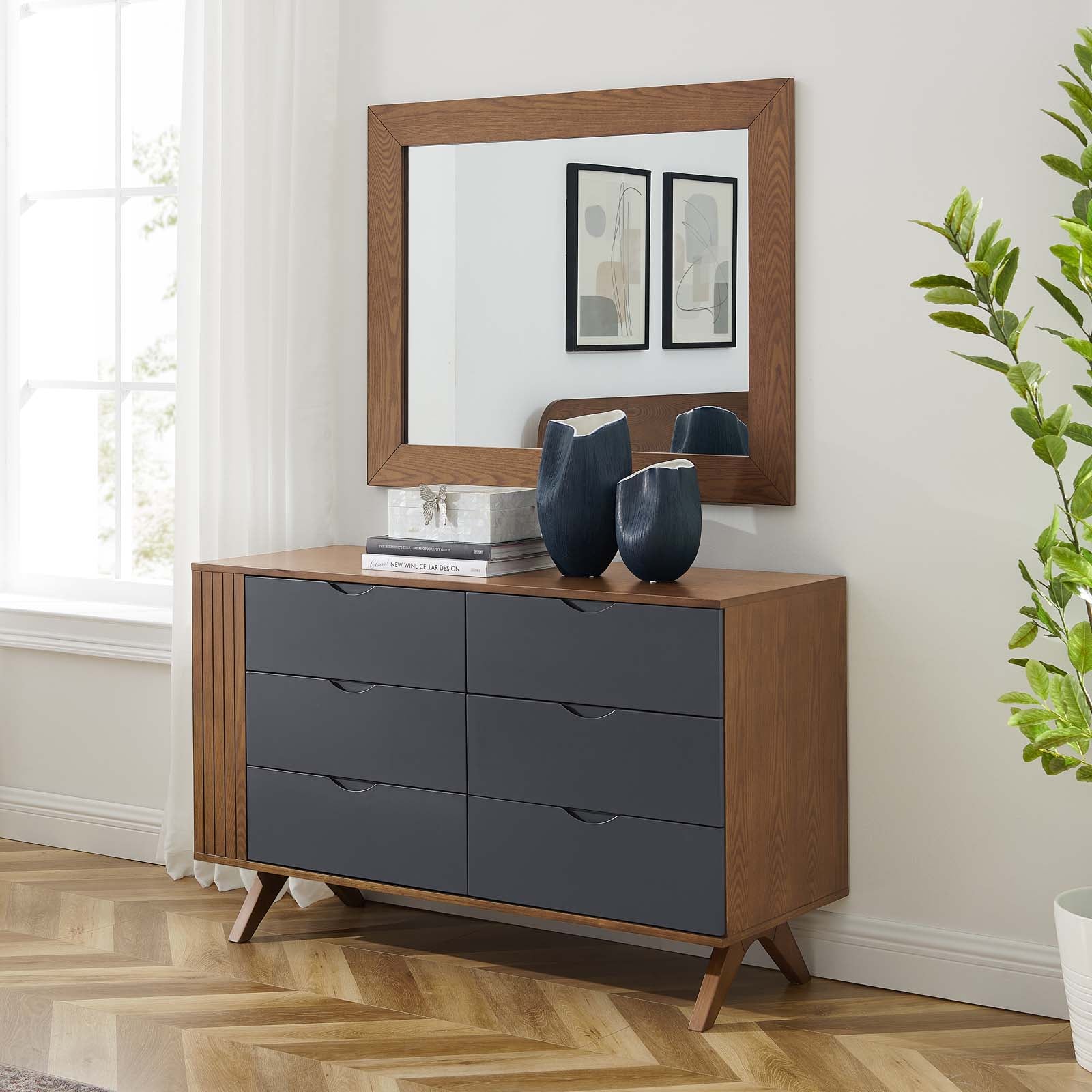 Modway Bedroom Sets - Dylan Dresser and Mirror Walnut