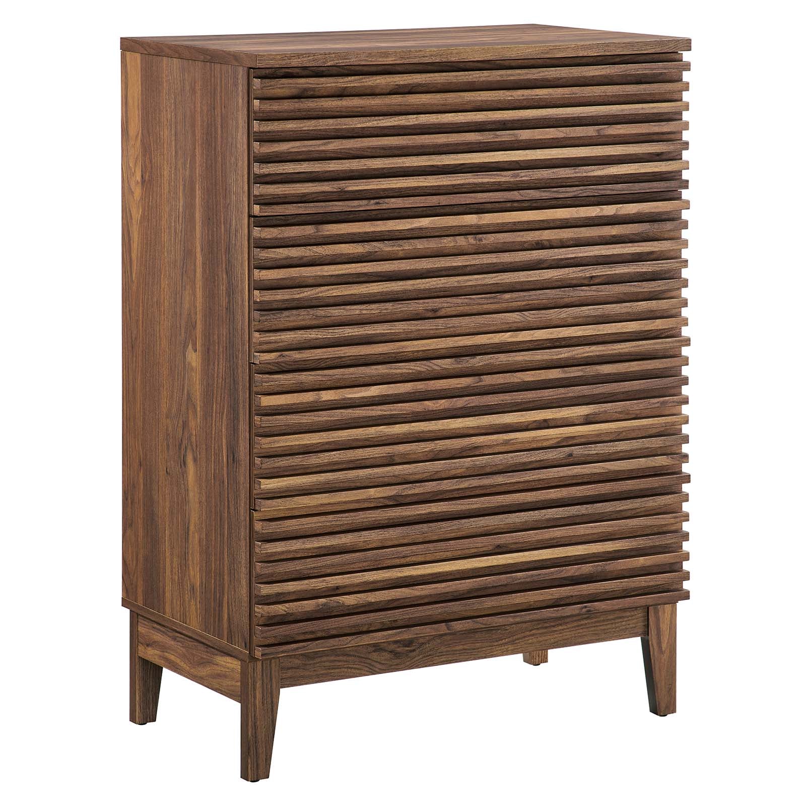 Modway Chest of Drawers - Render 4-Drawer Dresser Chest Walnut