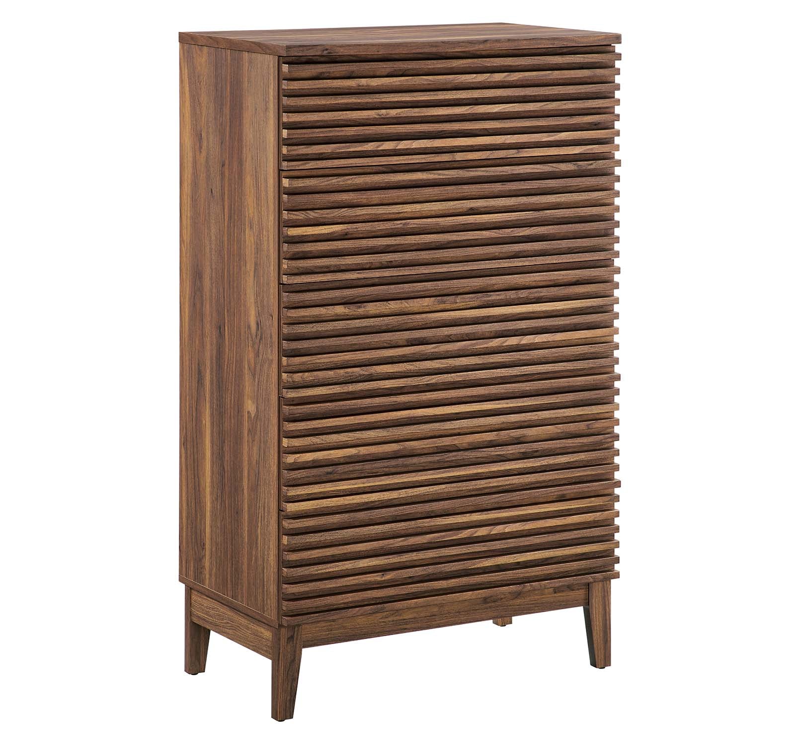 Modway Chest of Drawers - Render 5-Drawer Dresser Chest Walnut