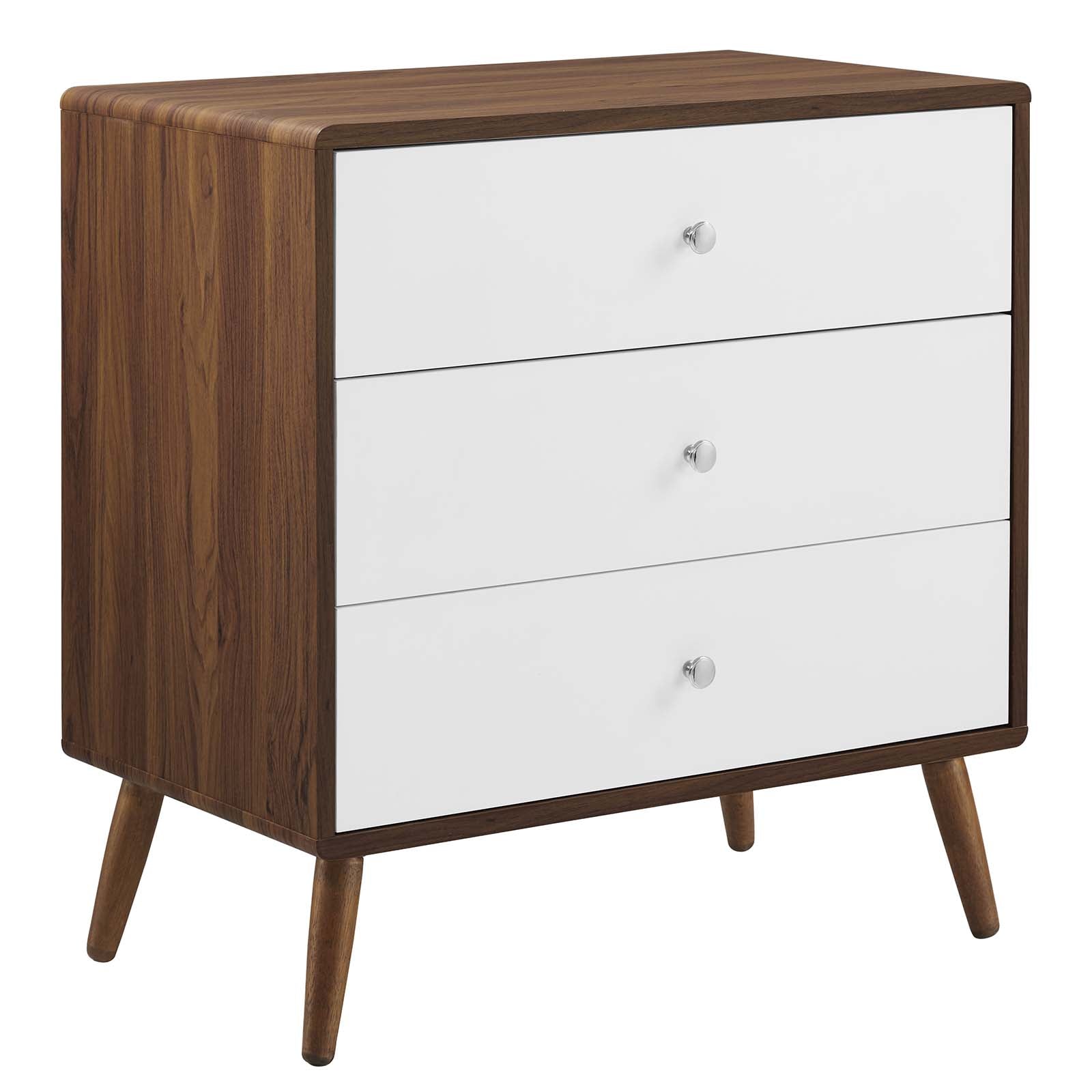 Modway Dressers - Transmit 3-Drawer Chest Walnut White