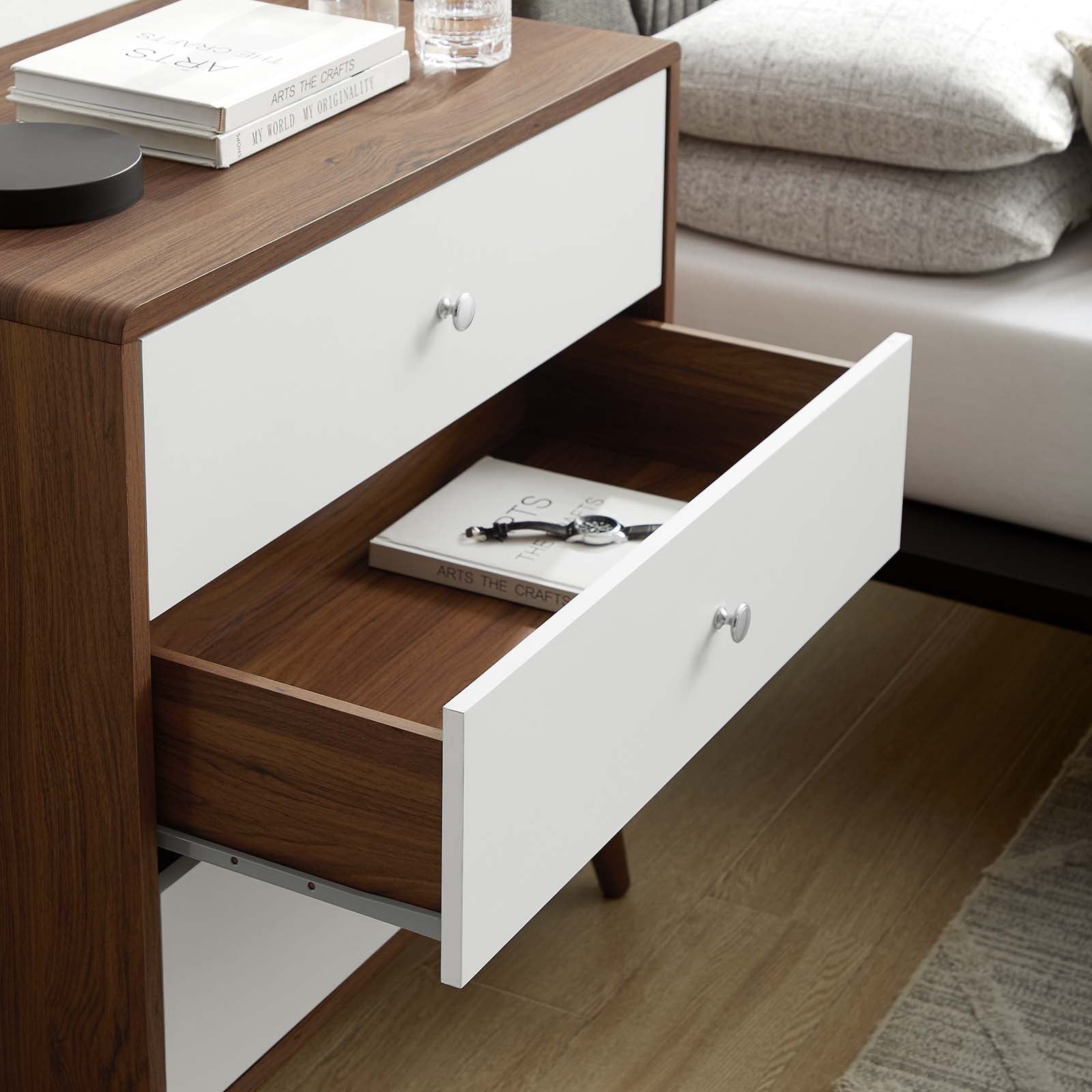 Modway Dressers - Transmit 3-Drawer Chest Walnut White