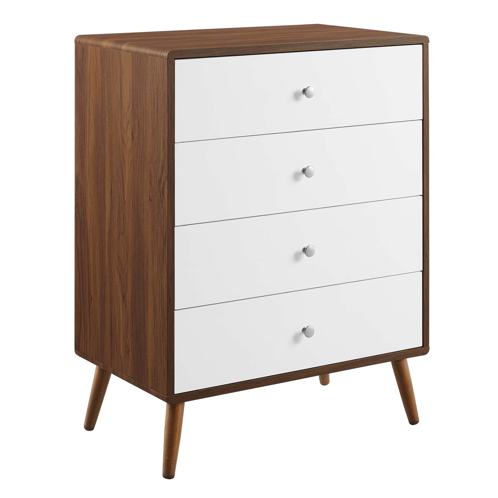 Modway Dressers - Transmit 4-Drawer Chest Walnut White