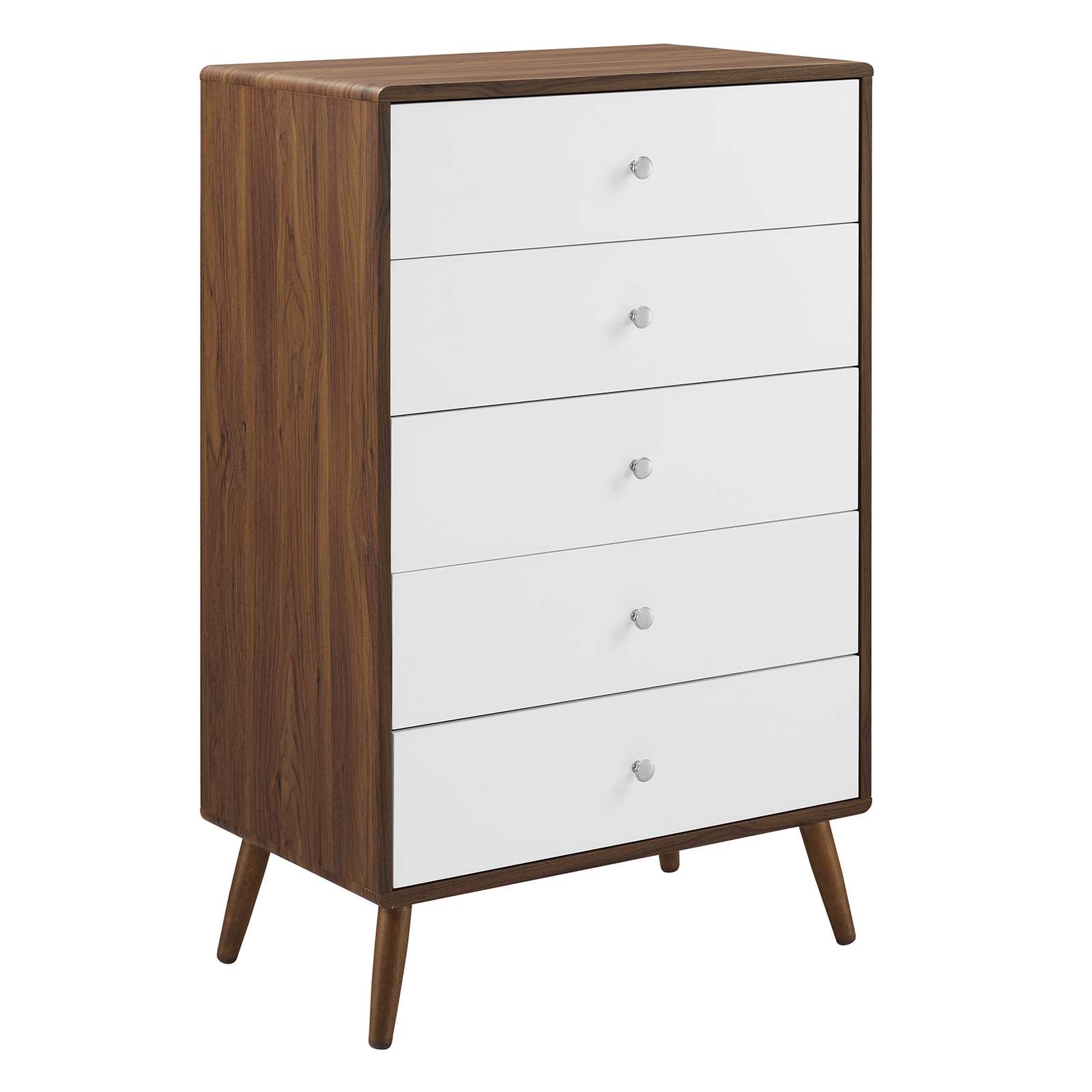 Modway Dressers - Transmit 5-Drawer Chest Walnut White