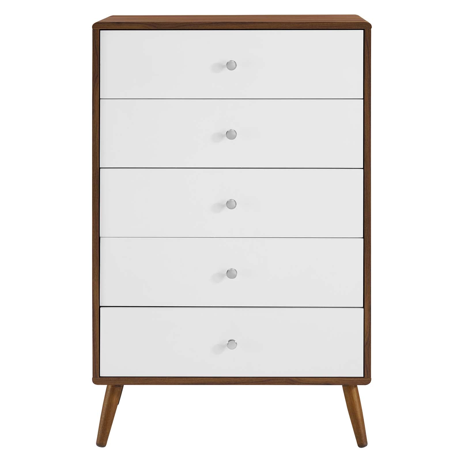 Modway Dressers - Transmit 5-Drawer Chest Walnut White