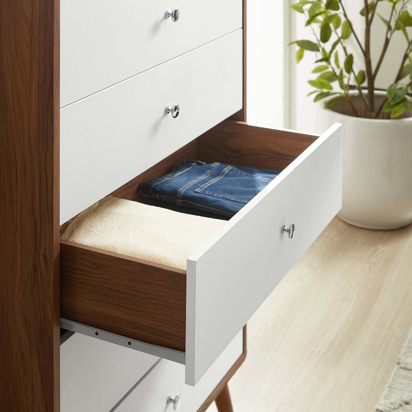 Modway Dressers - Transmit 5-Drawer Chest Walnut White