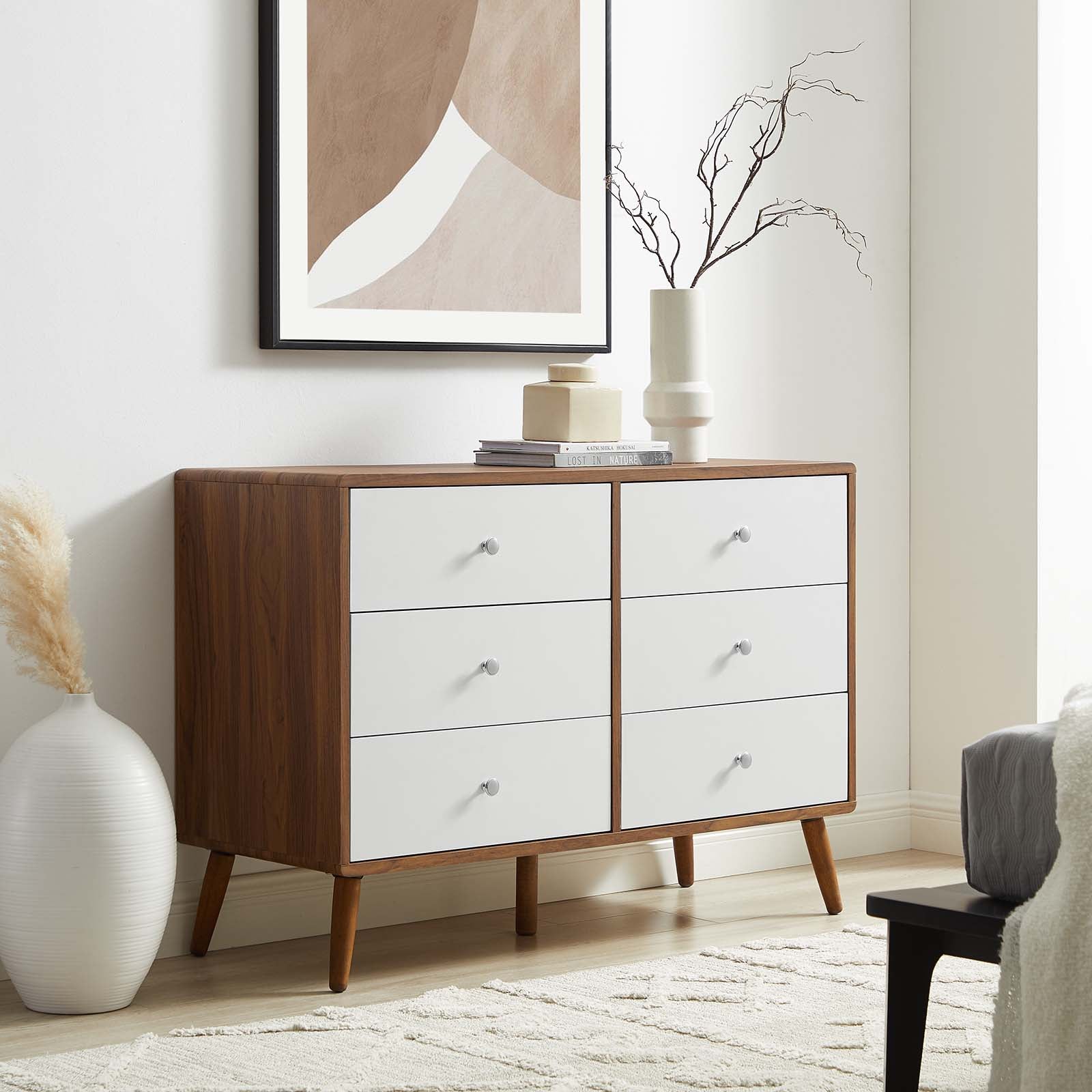 Modway Dressers - Transmit 47" Dresser Walnut White