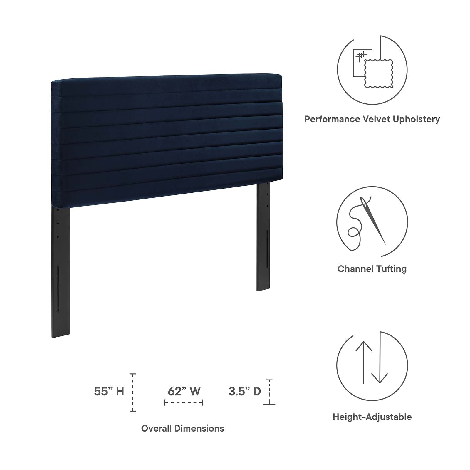 Modway Headboards - Tranquil Twin Headboard Midnight Blue
