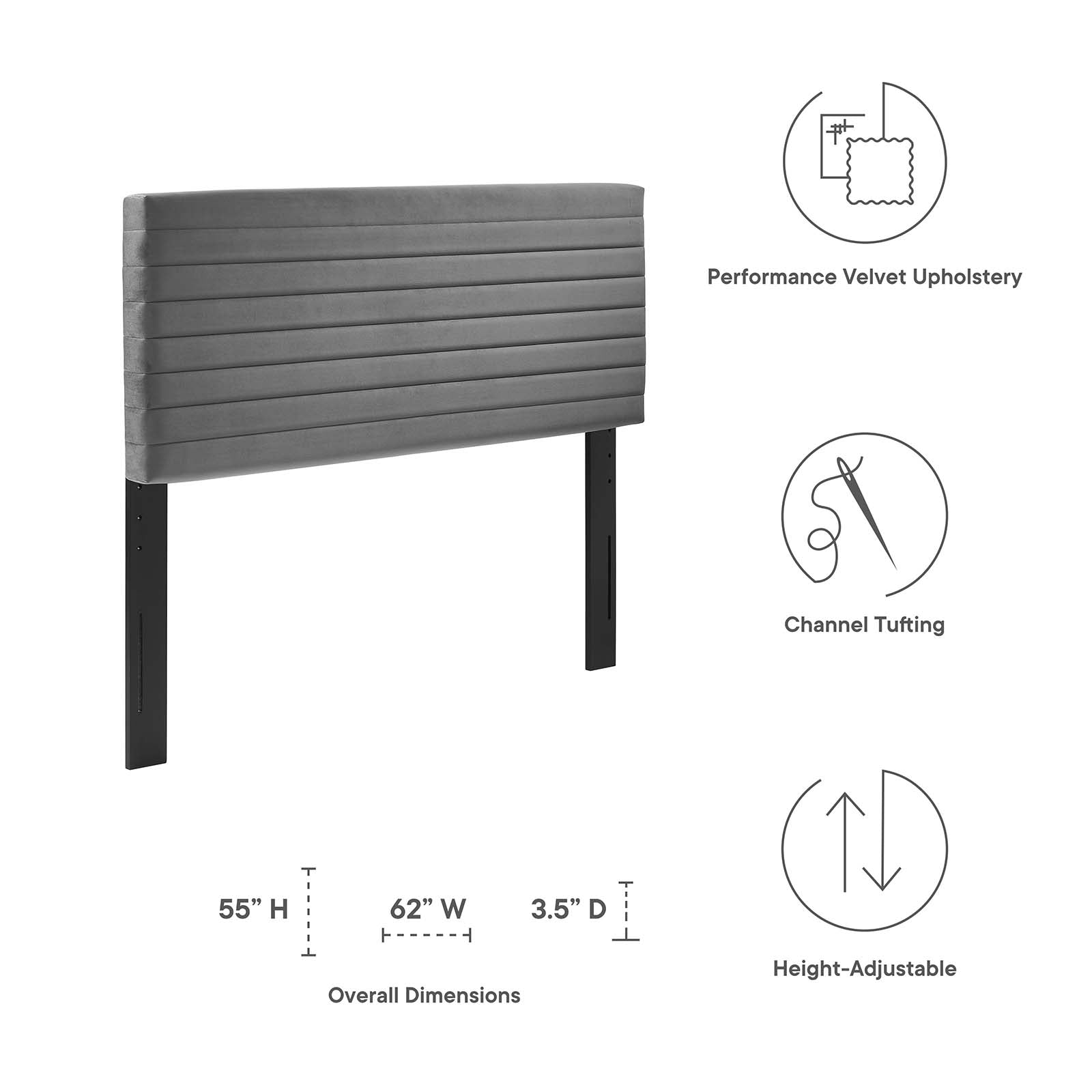 Modway Headboards - Tranquil King/California King Headboard Gray