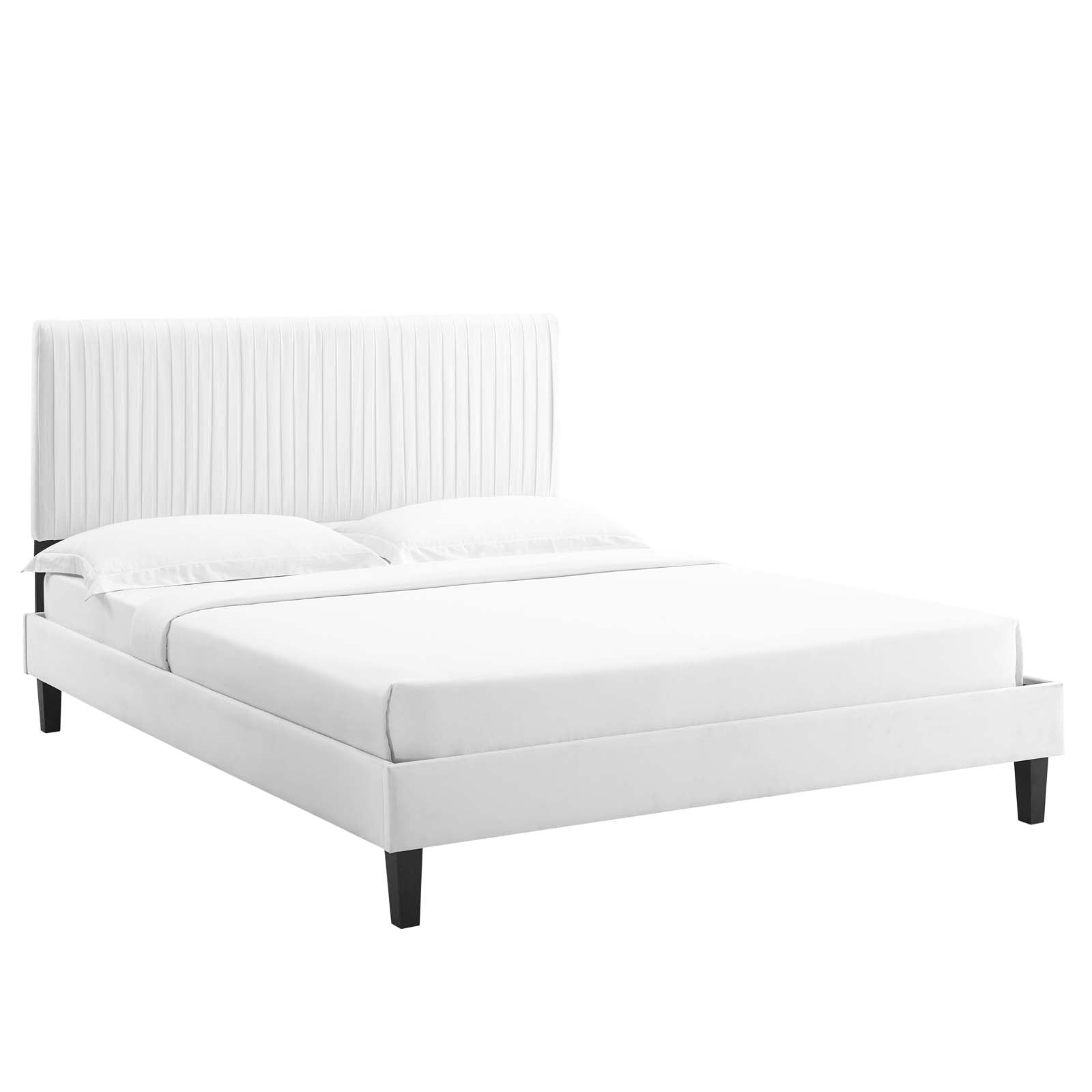 Modway Beds - Peyton-Performance-Velvet-King-Platform-Bed-White