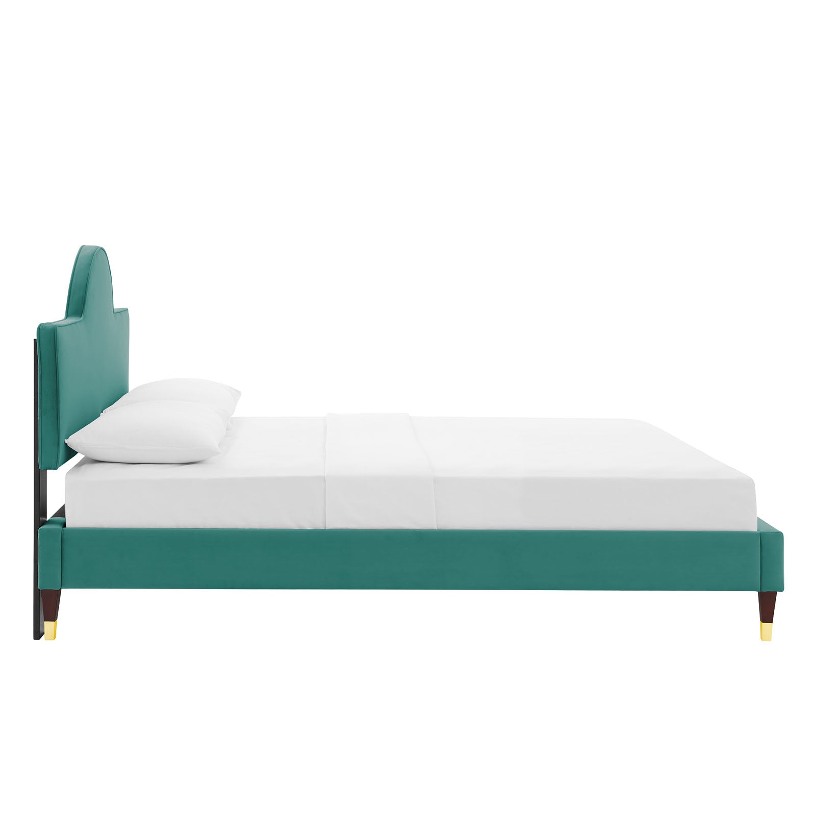 Modway Beds - Aurora Performance Velvet Twin Bed Teal