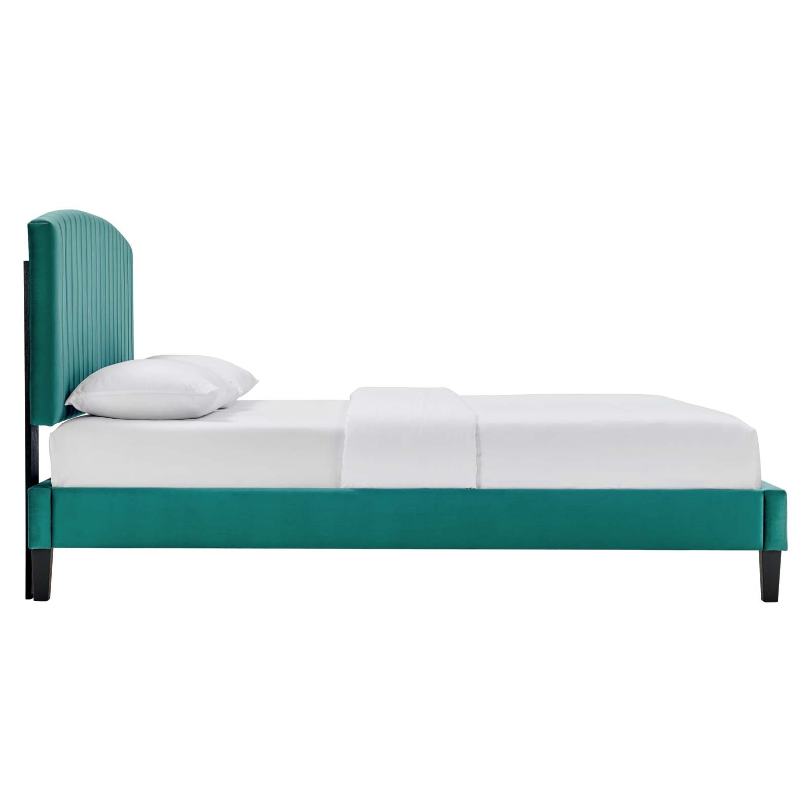 Modway Beds - Alessi Performance Velvet Full Platform Bed Teal