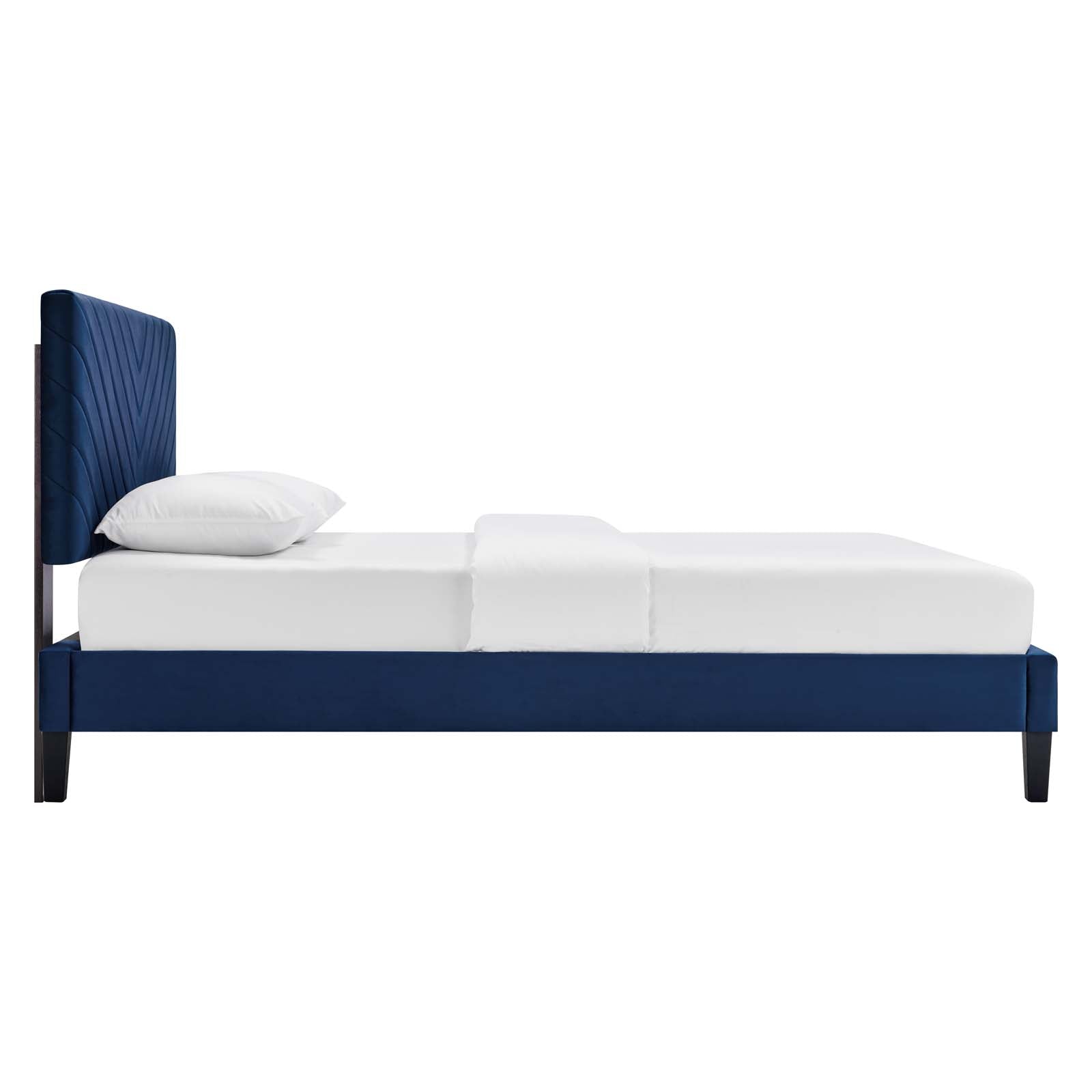 Modway Beds - Roxanne Performance Velvet Full Platform Bed Navy
