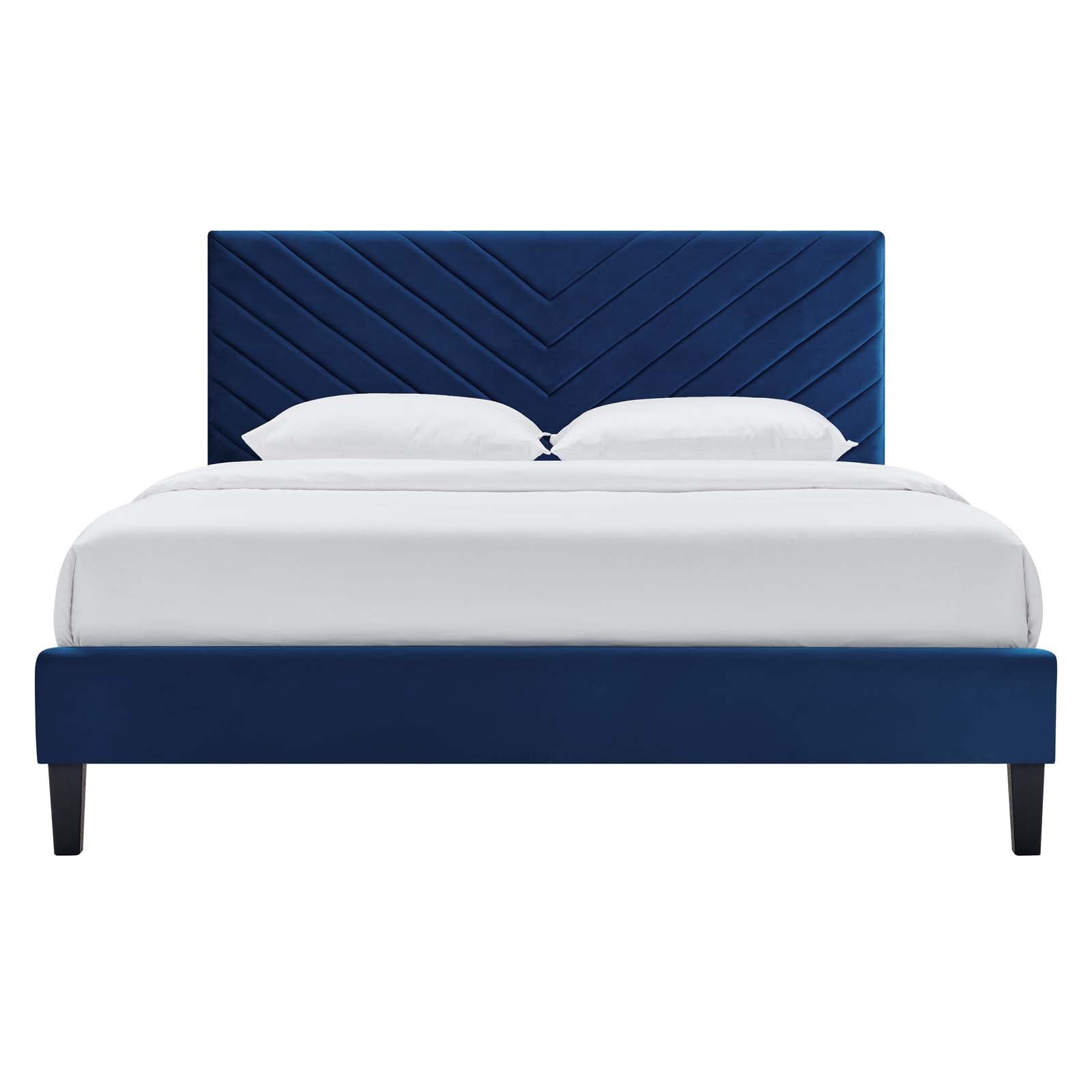 Modway Beds - Roxanne Performance Velvet Full Platform Bed Navy