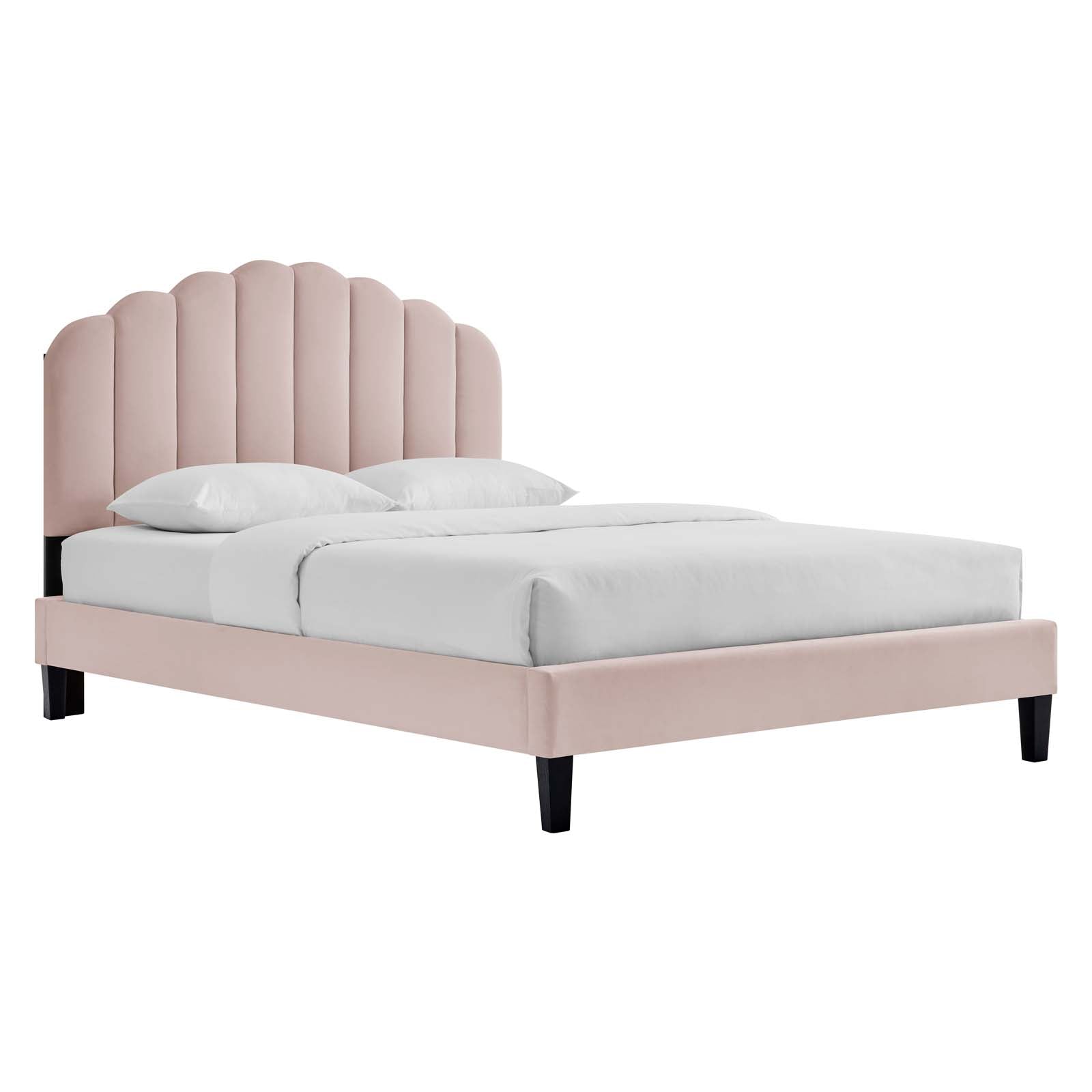 Modway Beds - Daisy-Performance-Velvet-Full-Platform-Bed-Pink