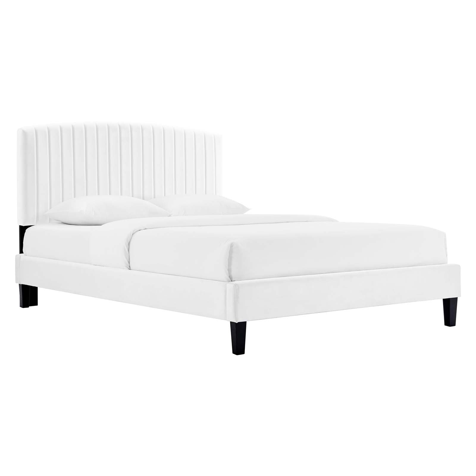 Modway Beds - Alessi-Performance-Velvet-King-Platform-Bed-White