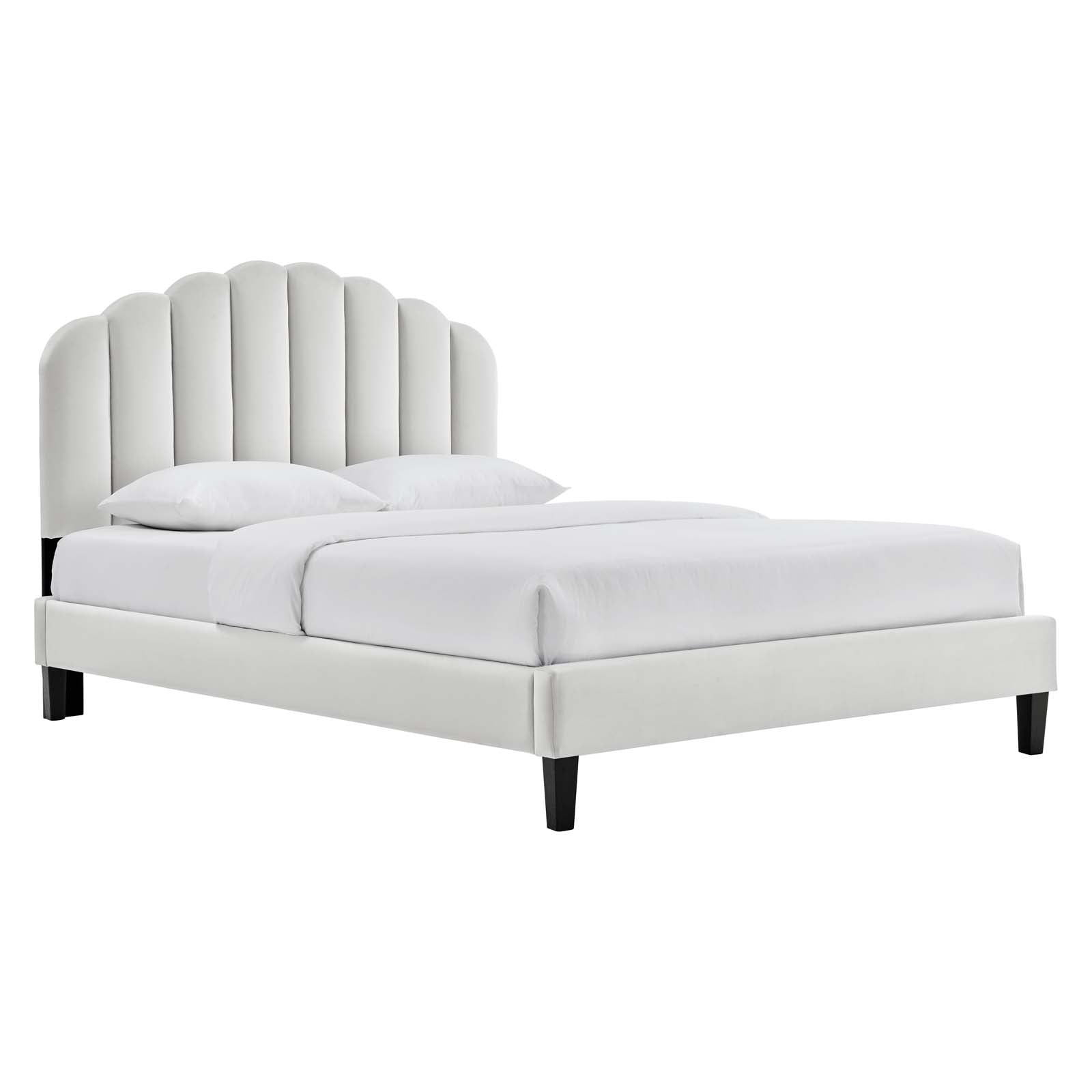 Modway Beds - Daisy-Performance-Velvet-King-Platform-Bed-Light-Gray