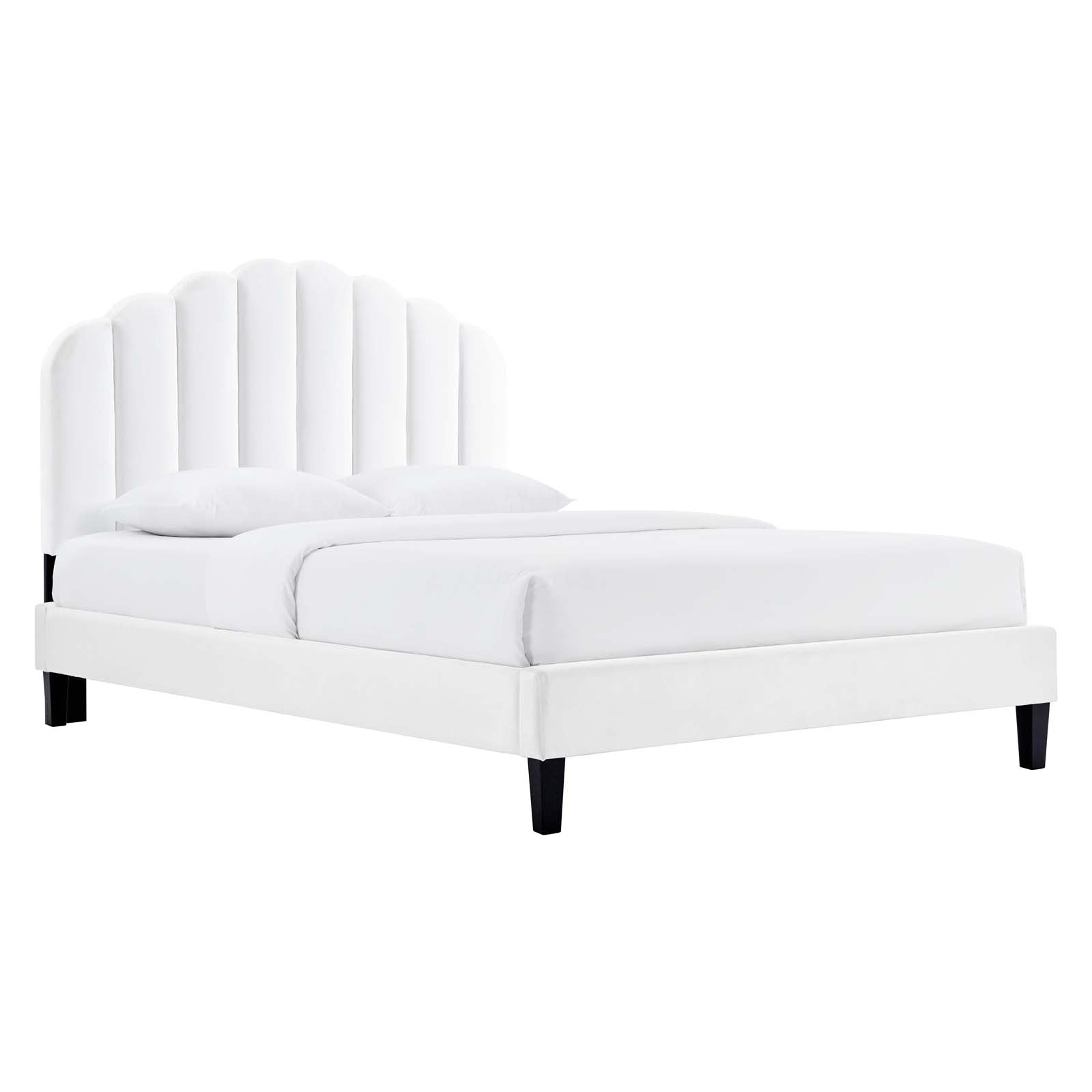 Modway Beds - Daisy-Performance-Velvet-King-Platform-Bed-White