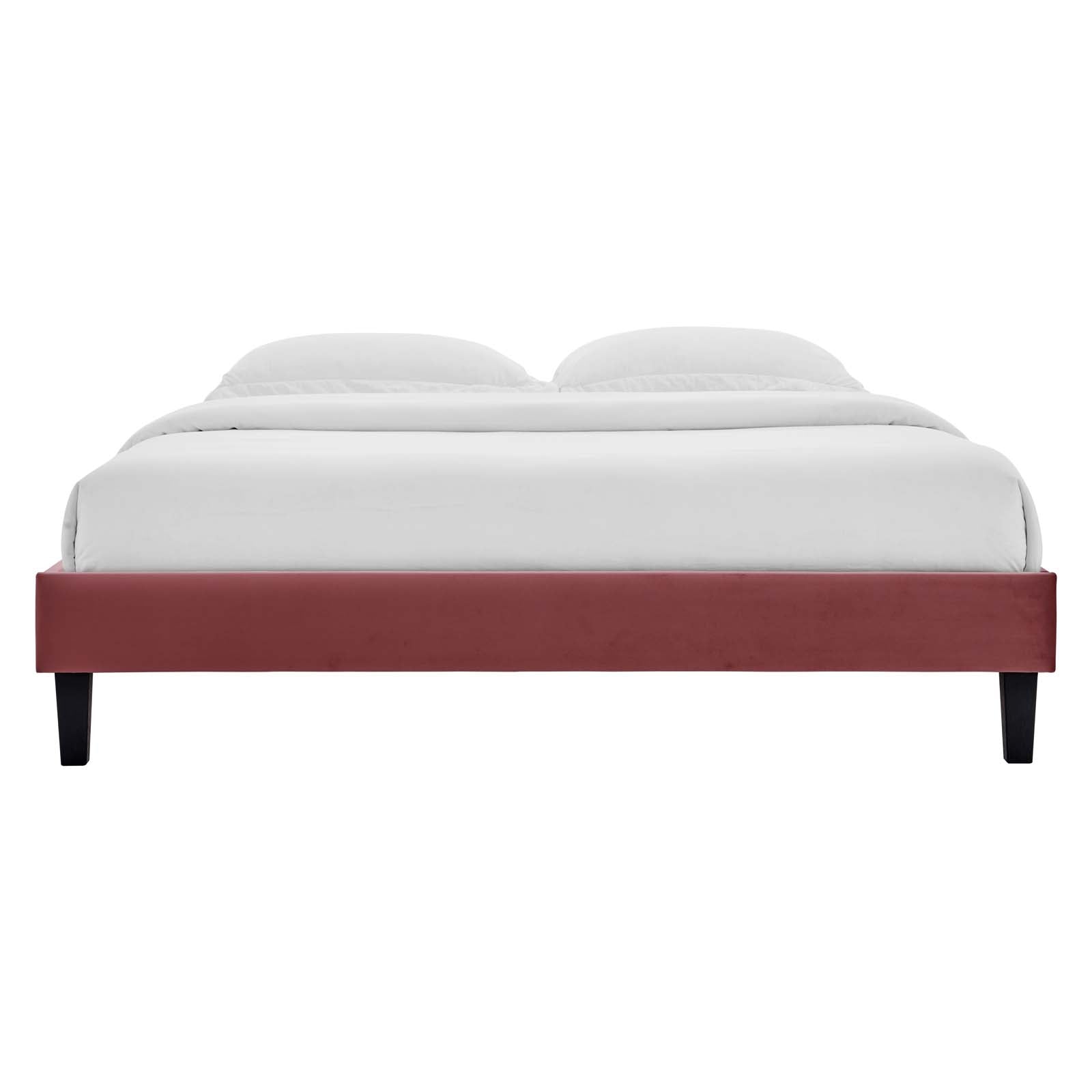 Modway Beds - Colette King Performance Velvet Platform Bed Dusty Rose MOD-7075-DUS