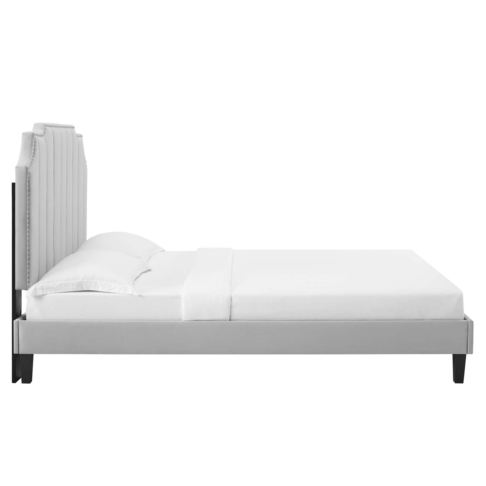 Modway Beds - Colette King Performance Velvet Platform Bed Light Gray MOD-7075-LGR