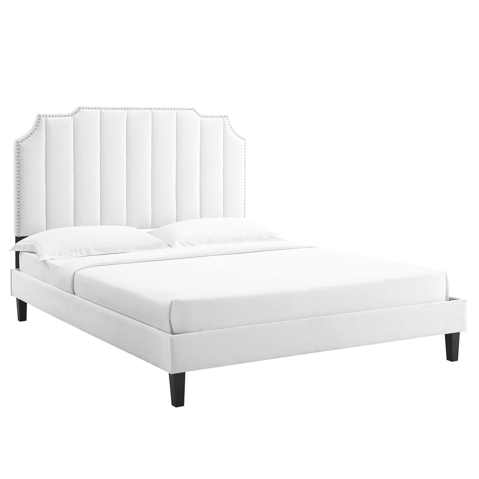 Modway Beds - Colette King Performance Velvet Platform Bed White