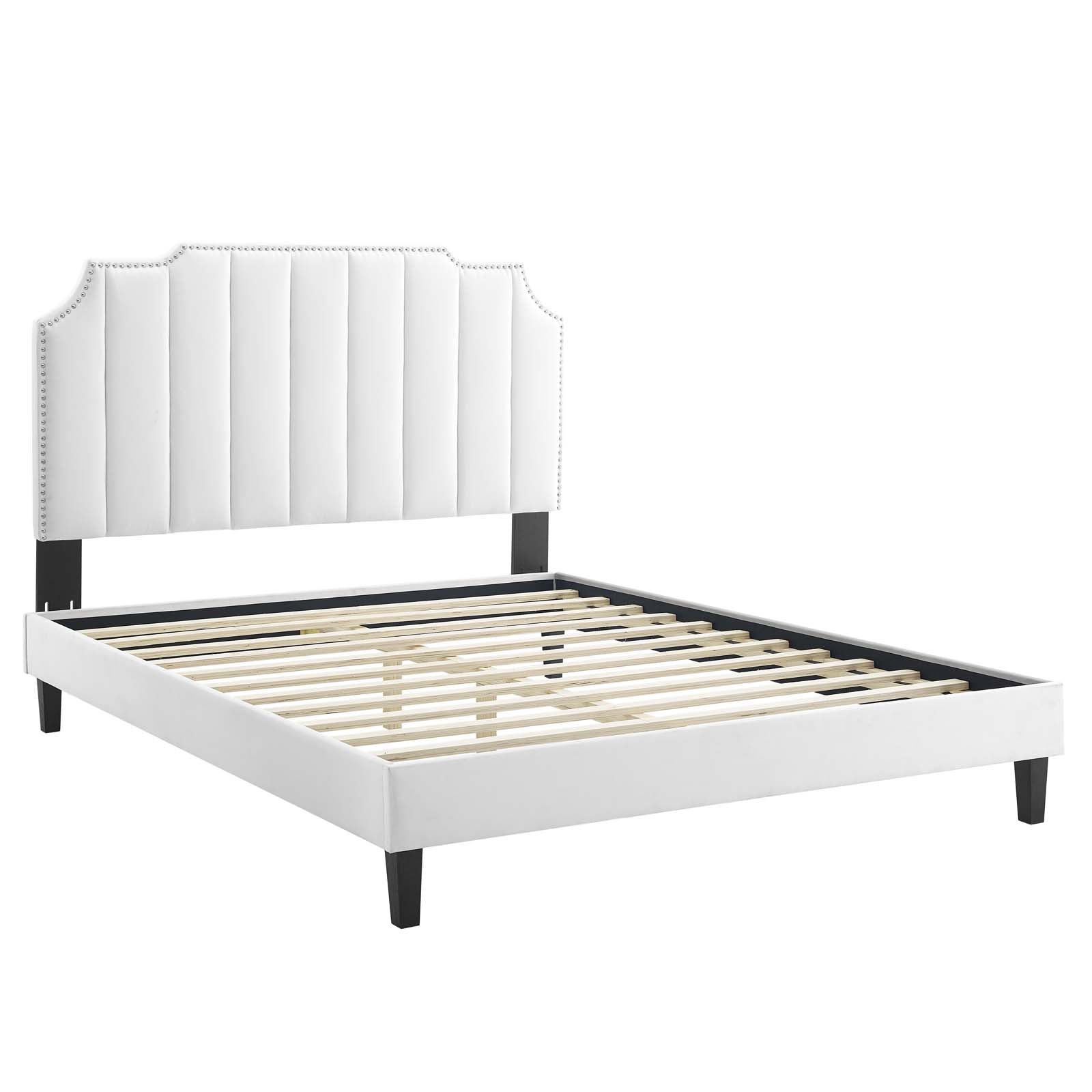 Modway Beds - Colette King Performance Velvet Platform Bed White
