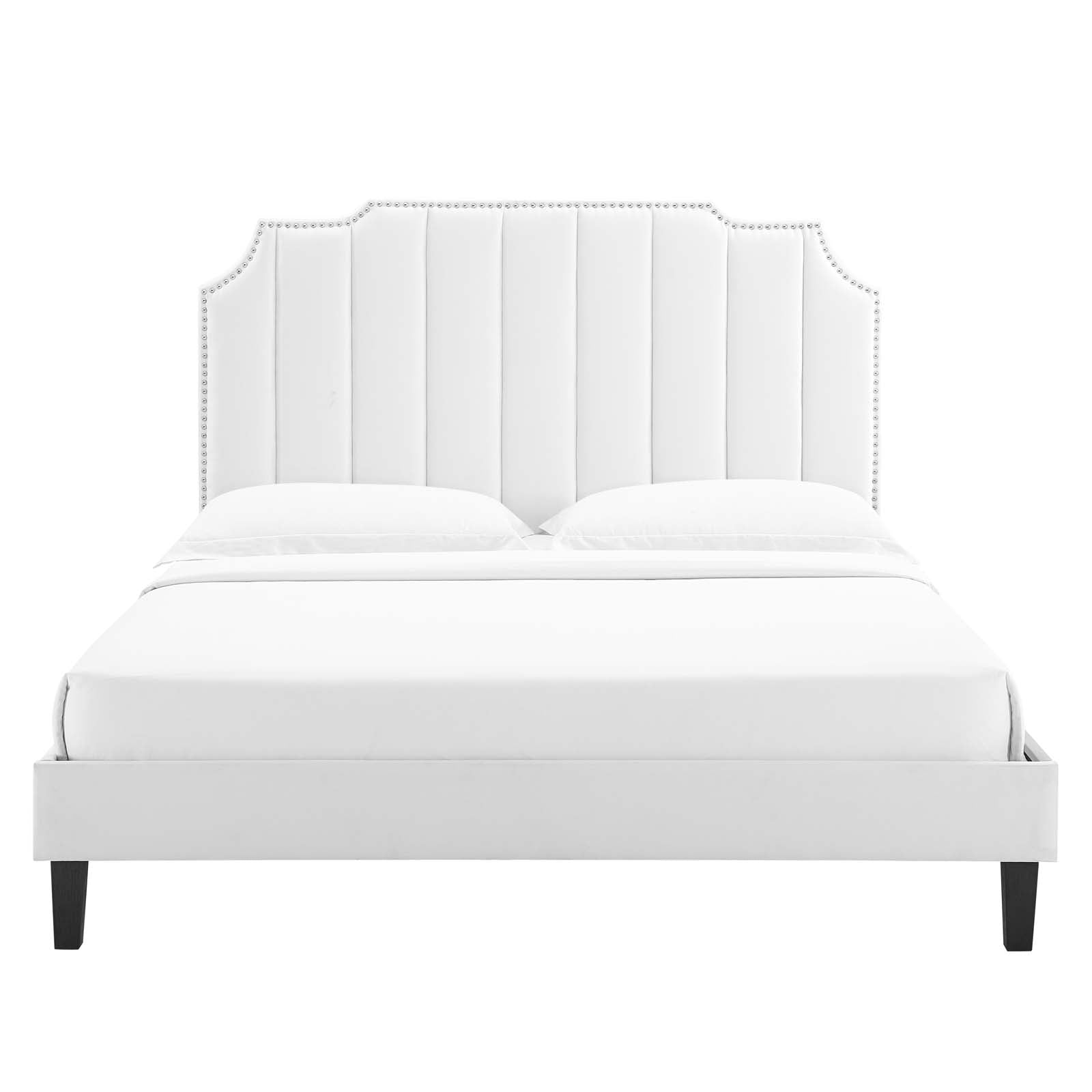 Modway Beds - Colette King Performance Velvet Platform Bed White